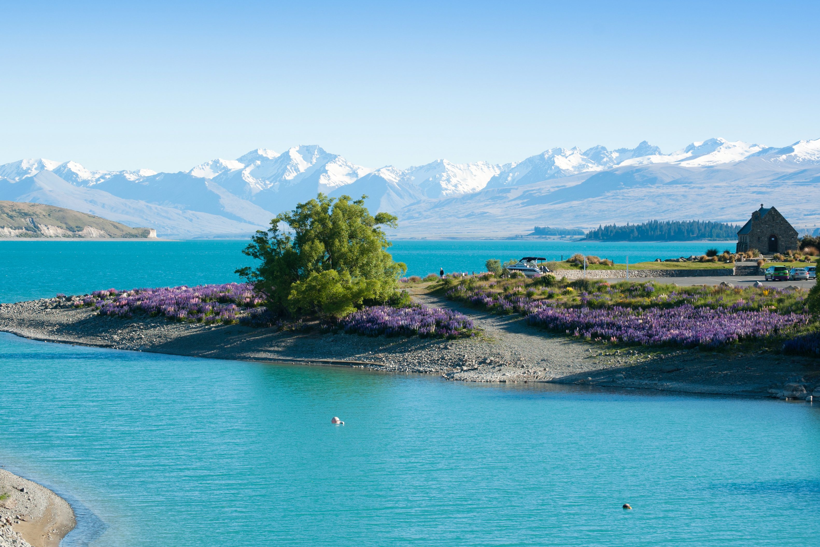 Lake Tekapo op het Zuidereiland van Nieuw-Zeeland