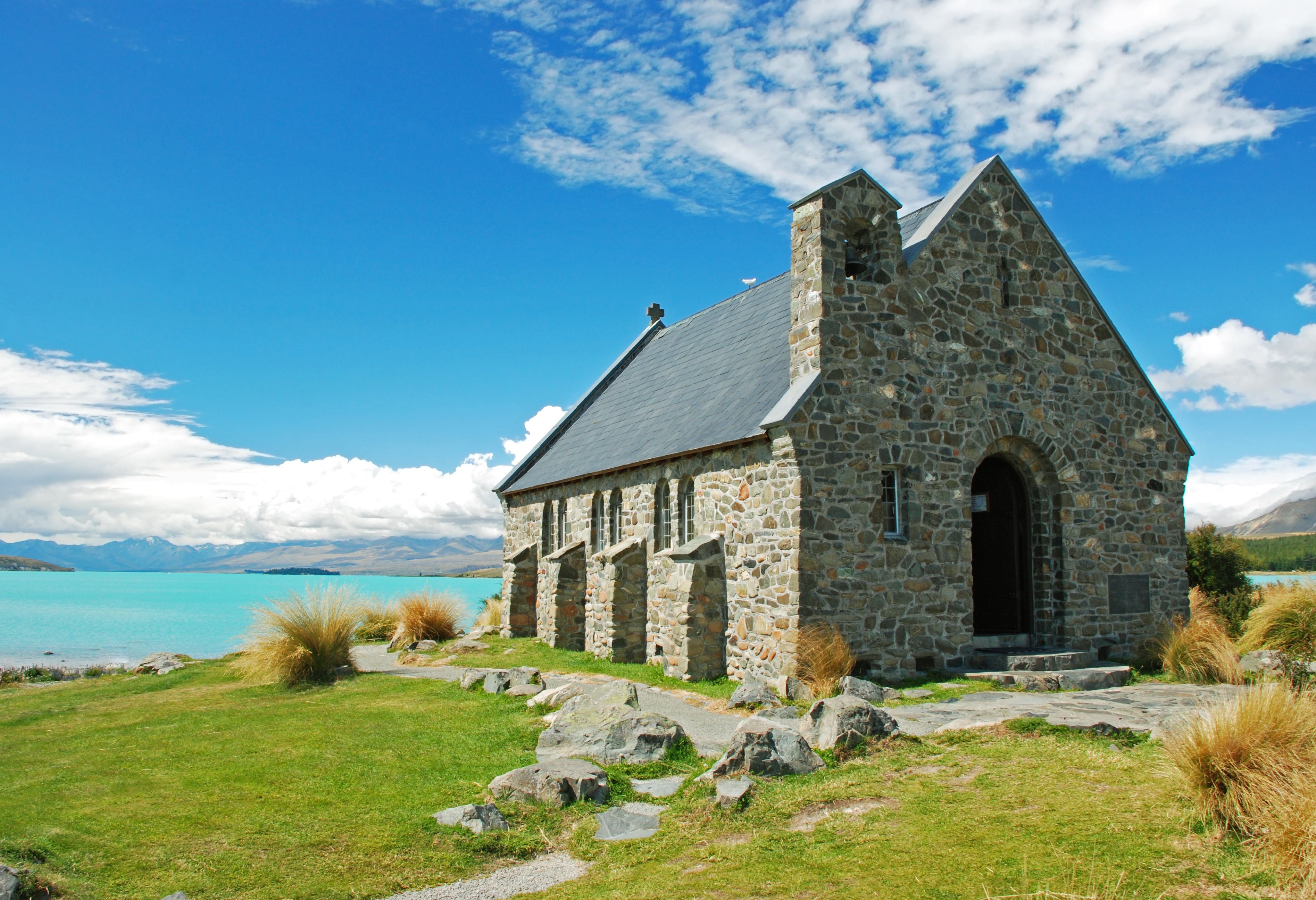 Church of the good shepherd aan Lake Tekapo in Nieuw-Zeeland