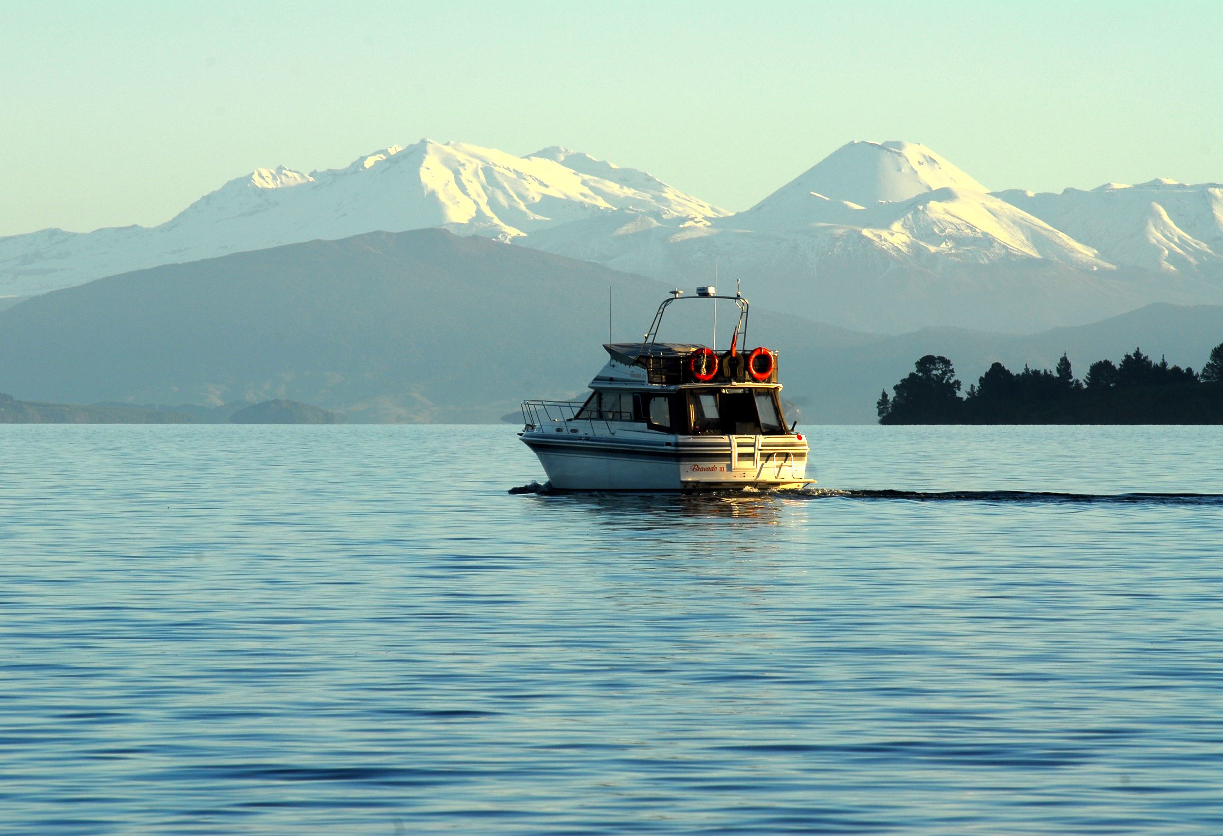 Boottocht op Lake Taupo in Nieuw-Zeeland