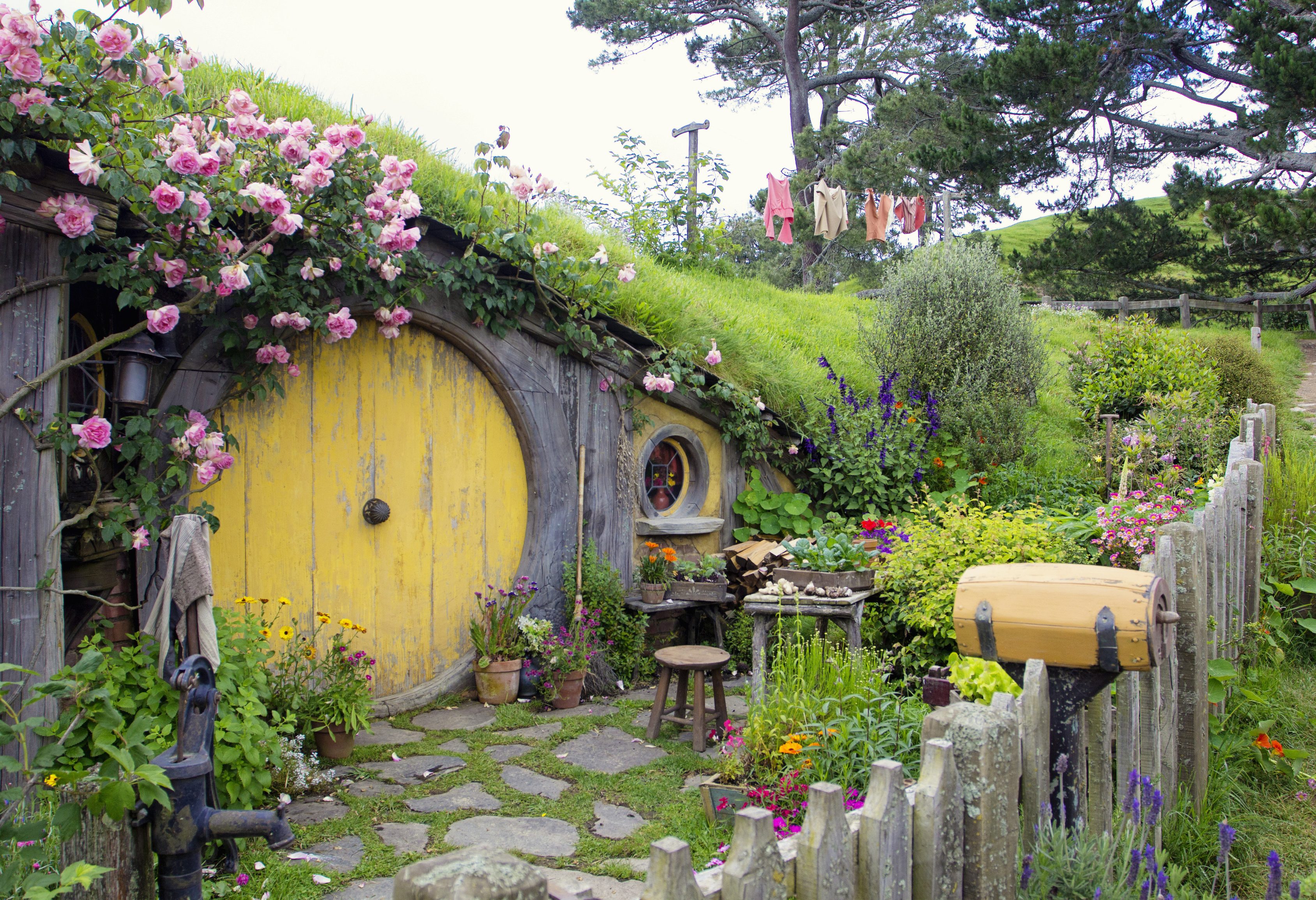 Hobbiton filmset nabij Matamata in Nieuw-Zeeland