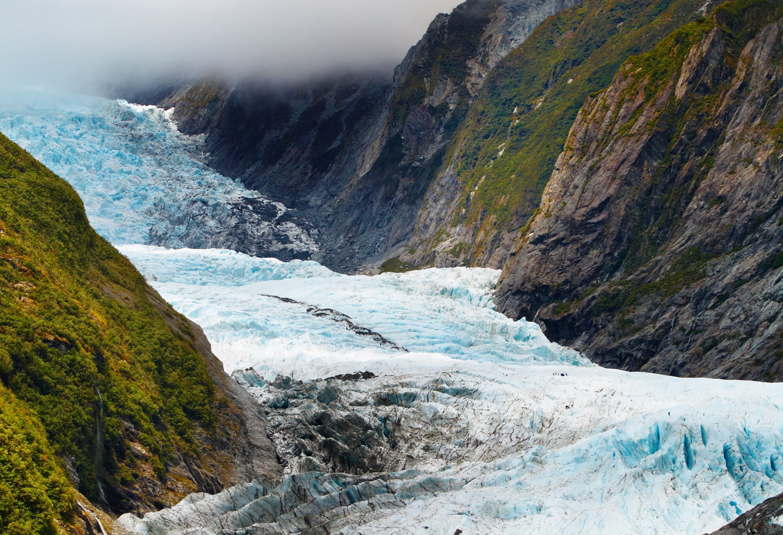 Franz Josef gletsjer in het Westland National Park in Nieuw-Zeeland