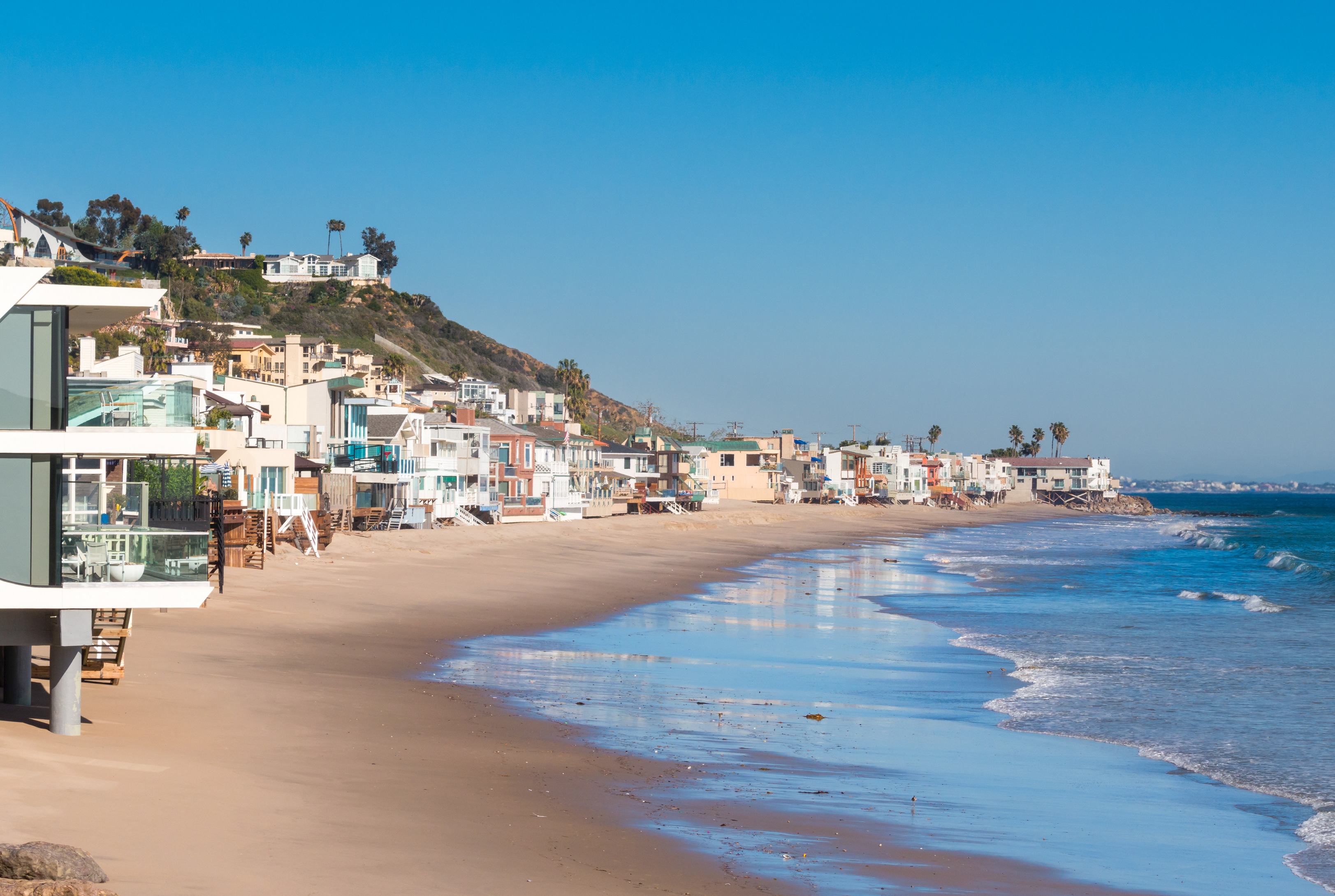 De huizen van Malibu Beach in Los Angeles, Amerika