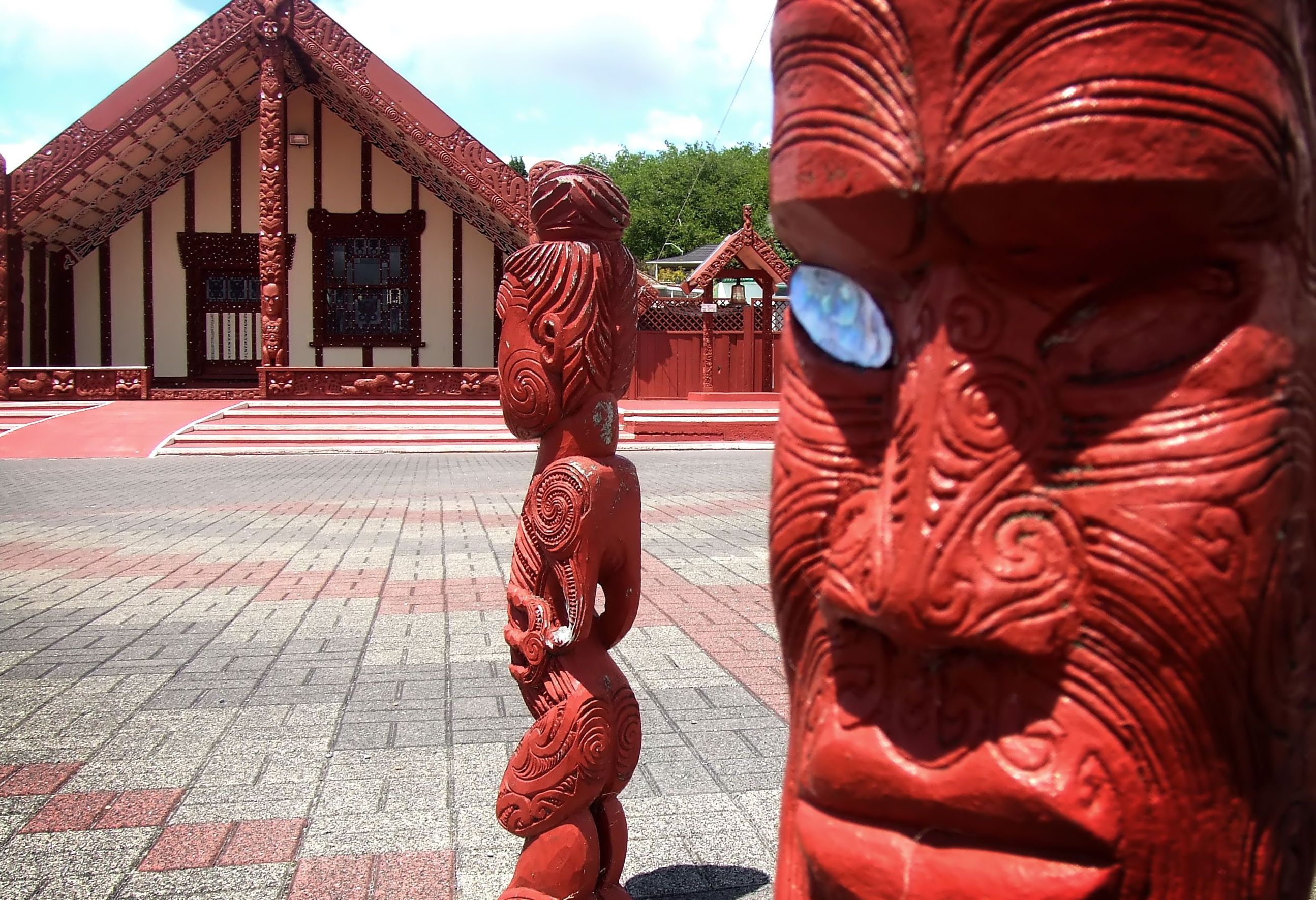 Replica van een Maori dorp nabij Rotorua in Nieuw-Zeeland