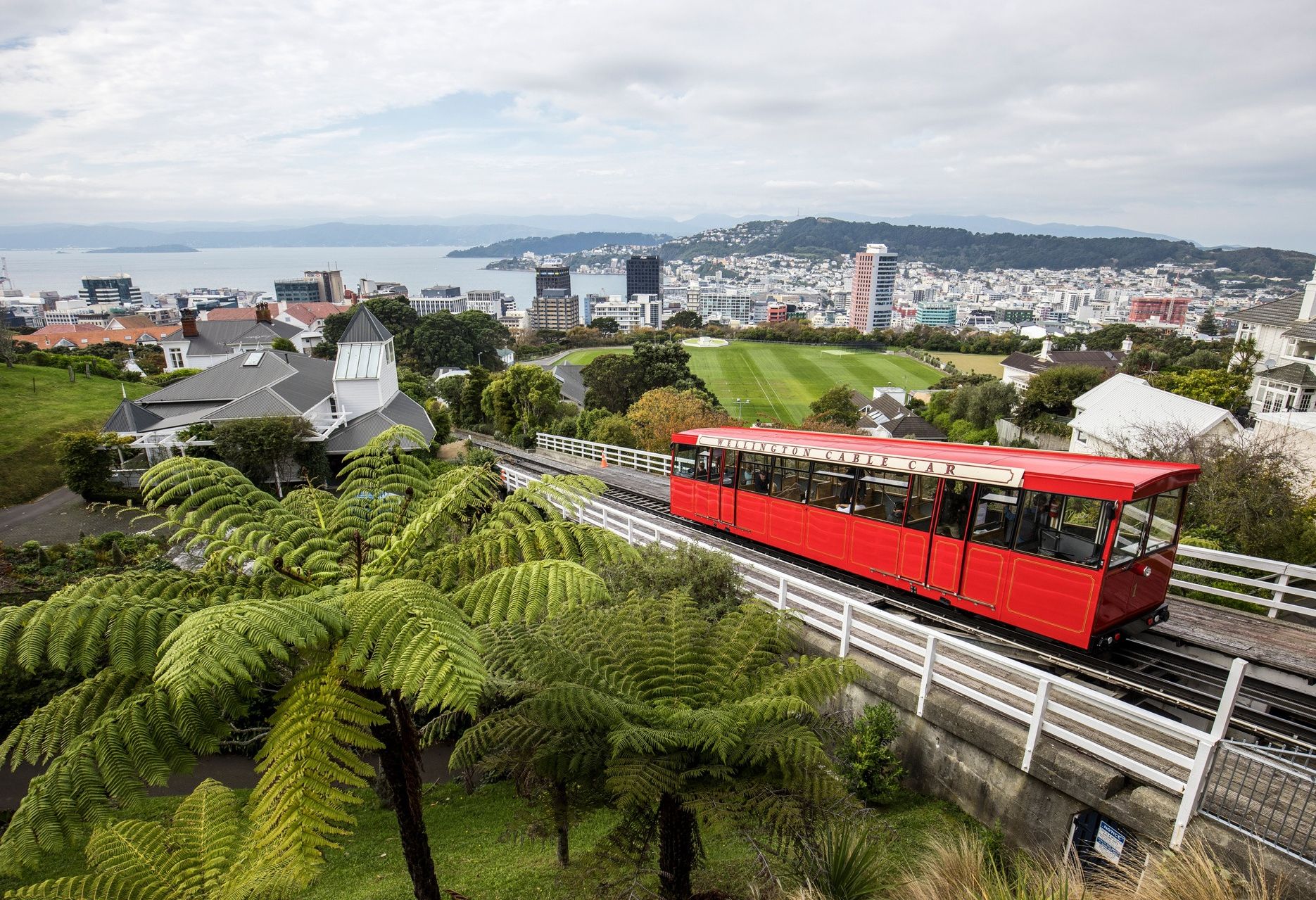 Cable car in Wellington op het Noordereiland in Nieuw-Zeeland