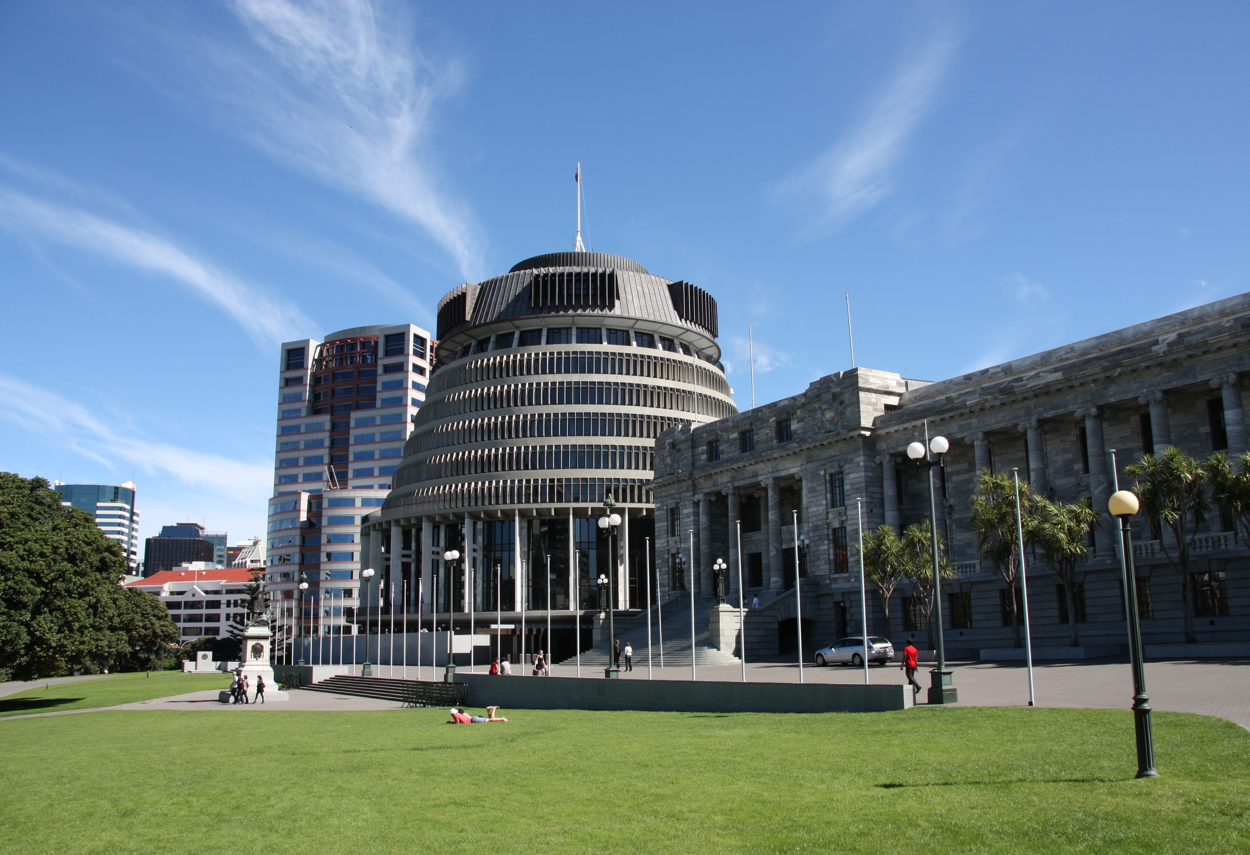 Beehive parlementsgebouw in Wellington in Nieuw-Zeeland