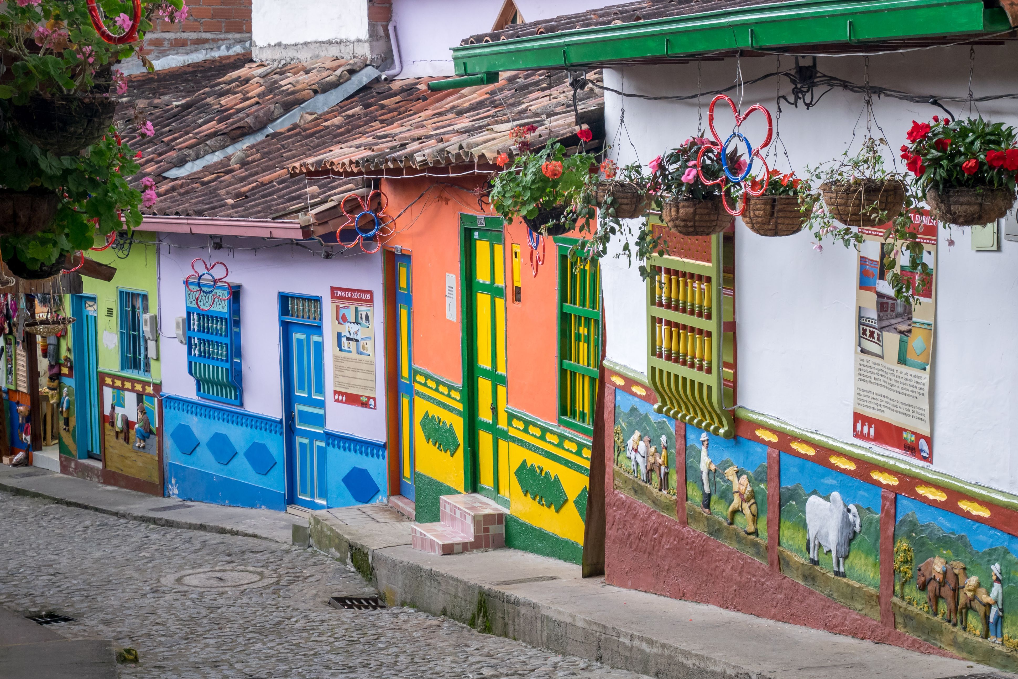Colombia Guatape Gekleurde Huizen