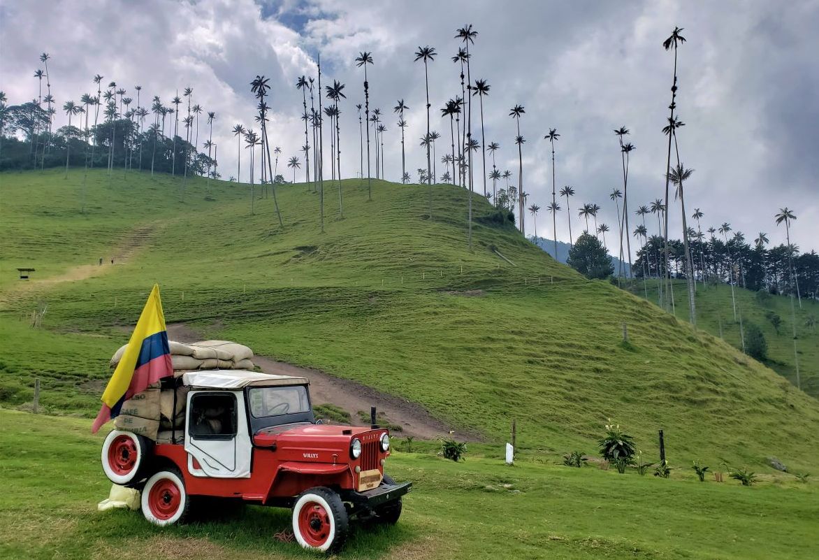Cocora-Vallei in Willy jeep Colombia