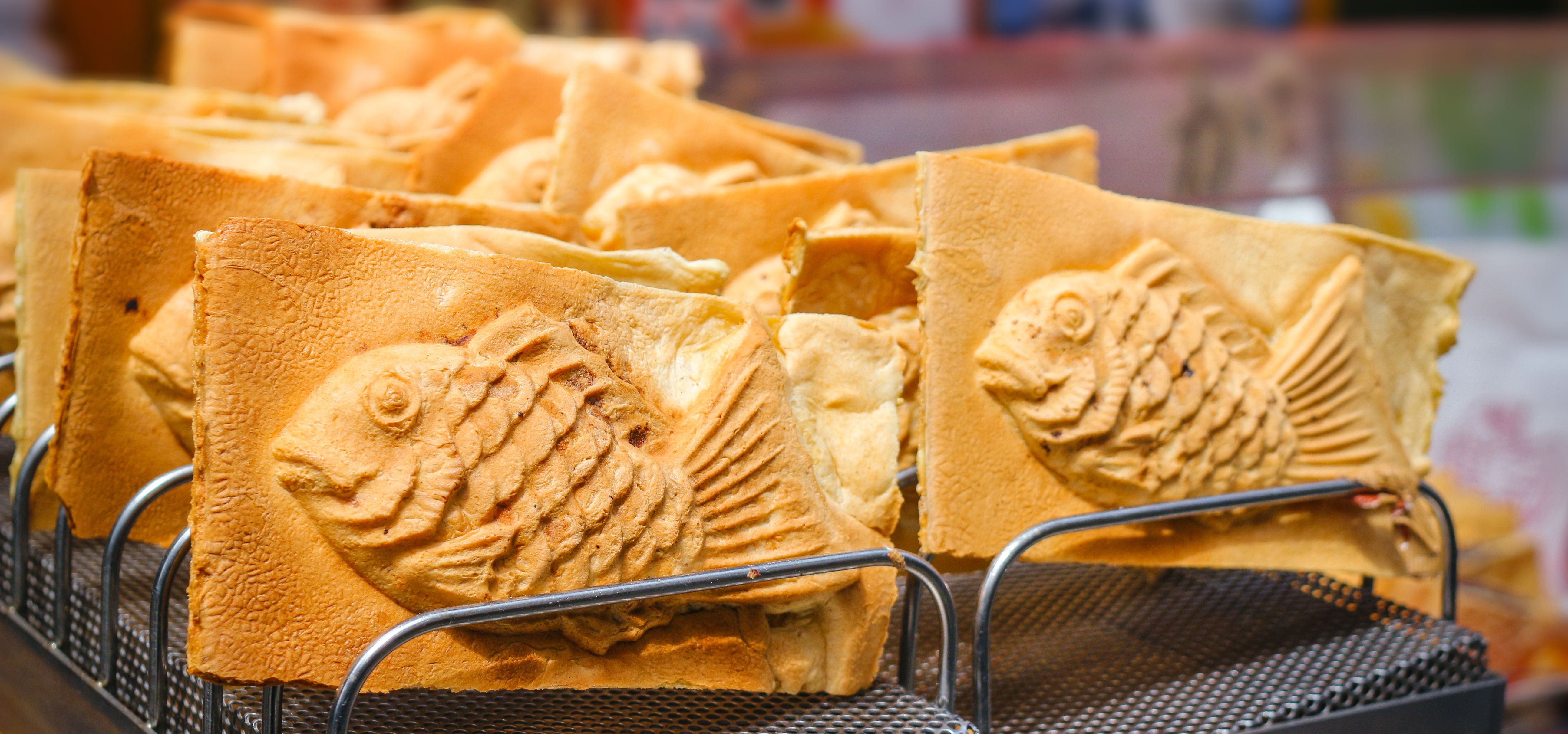 Japan-eten-Taiyaki-Cake-gevuld-met-zoete-rode-bonen-pasta