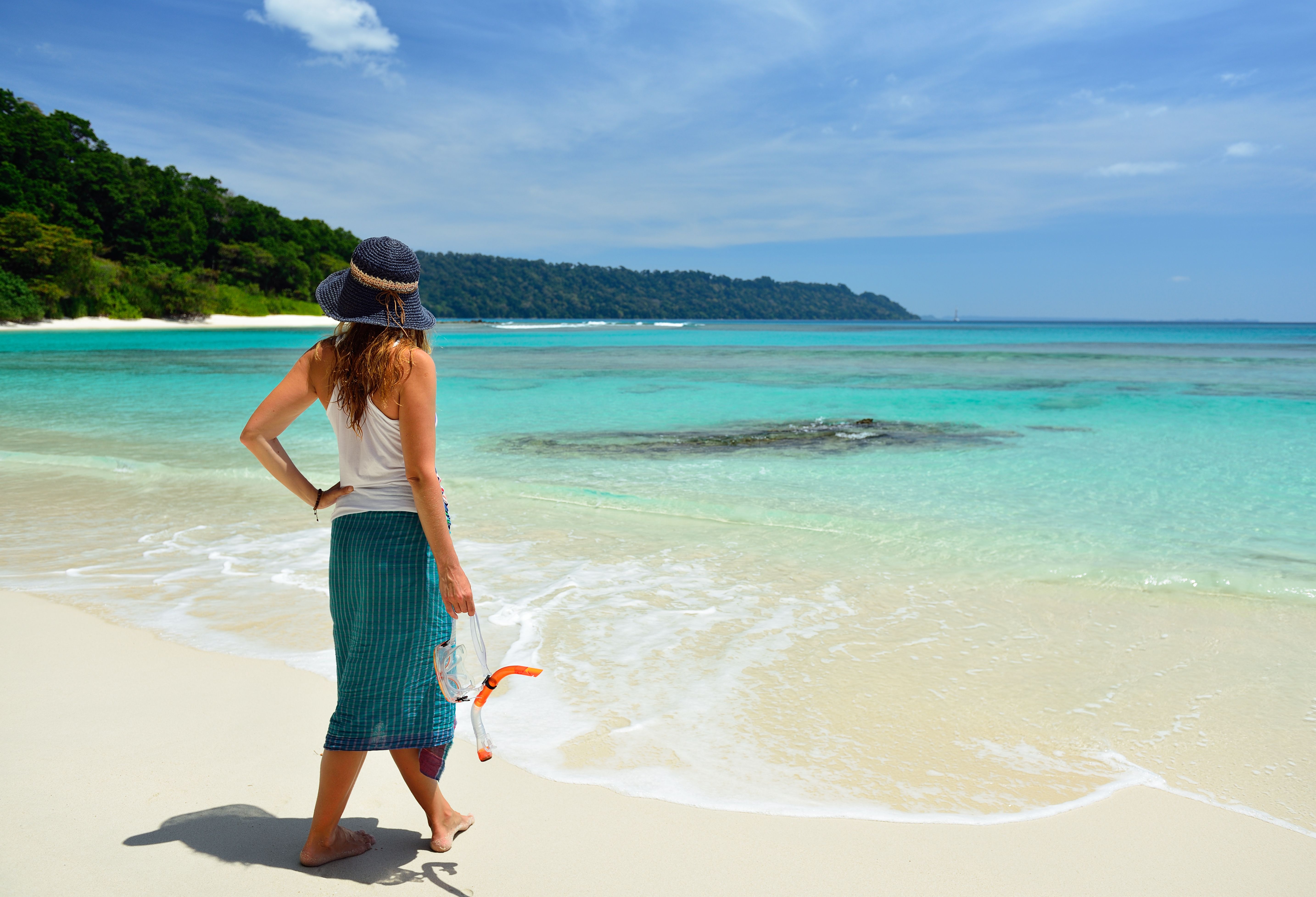 Vrouw met snorkel Andaman Islands