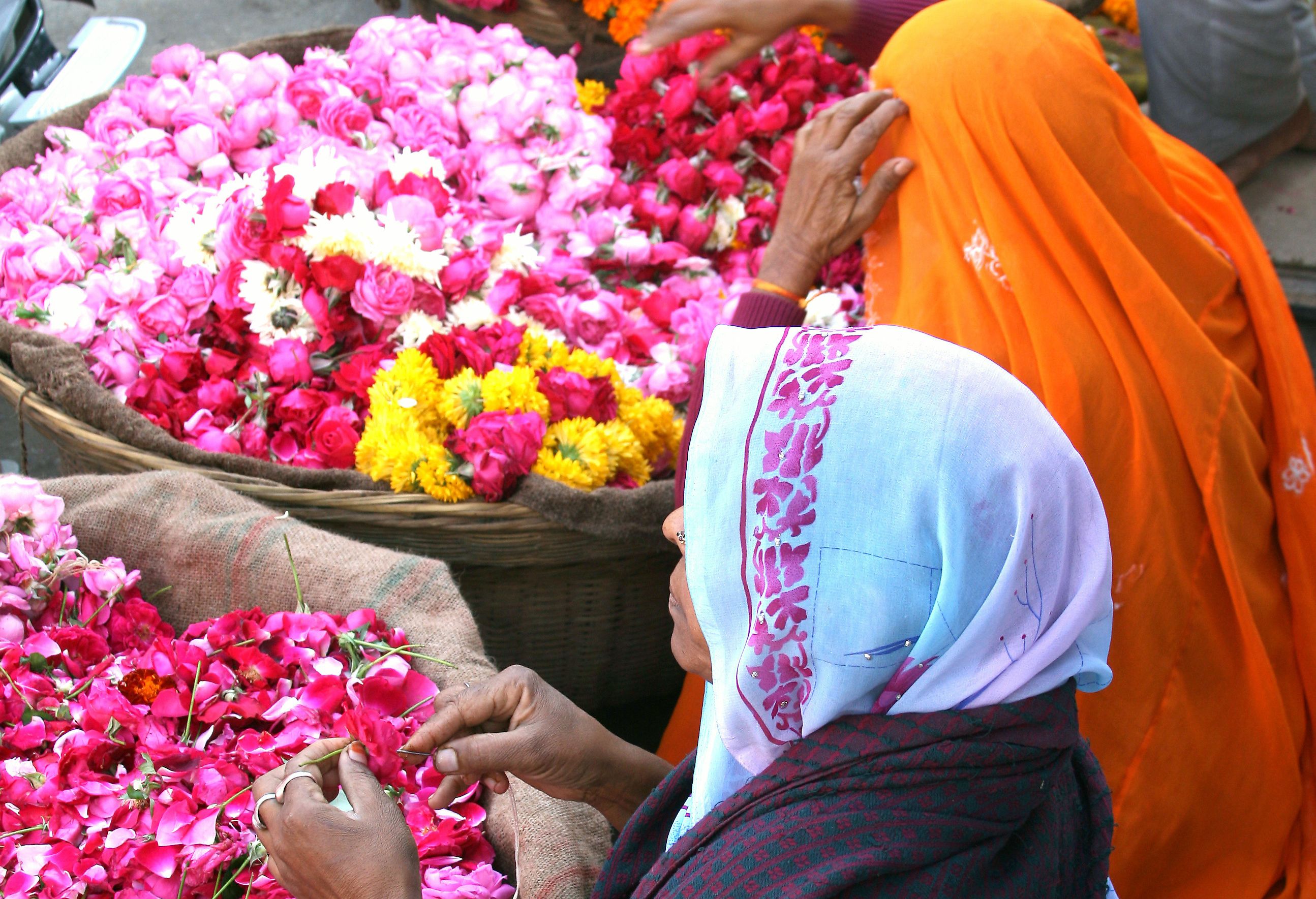 Bloemenmarkt in India