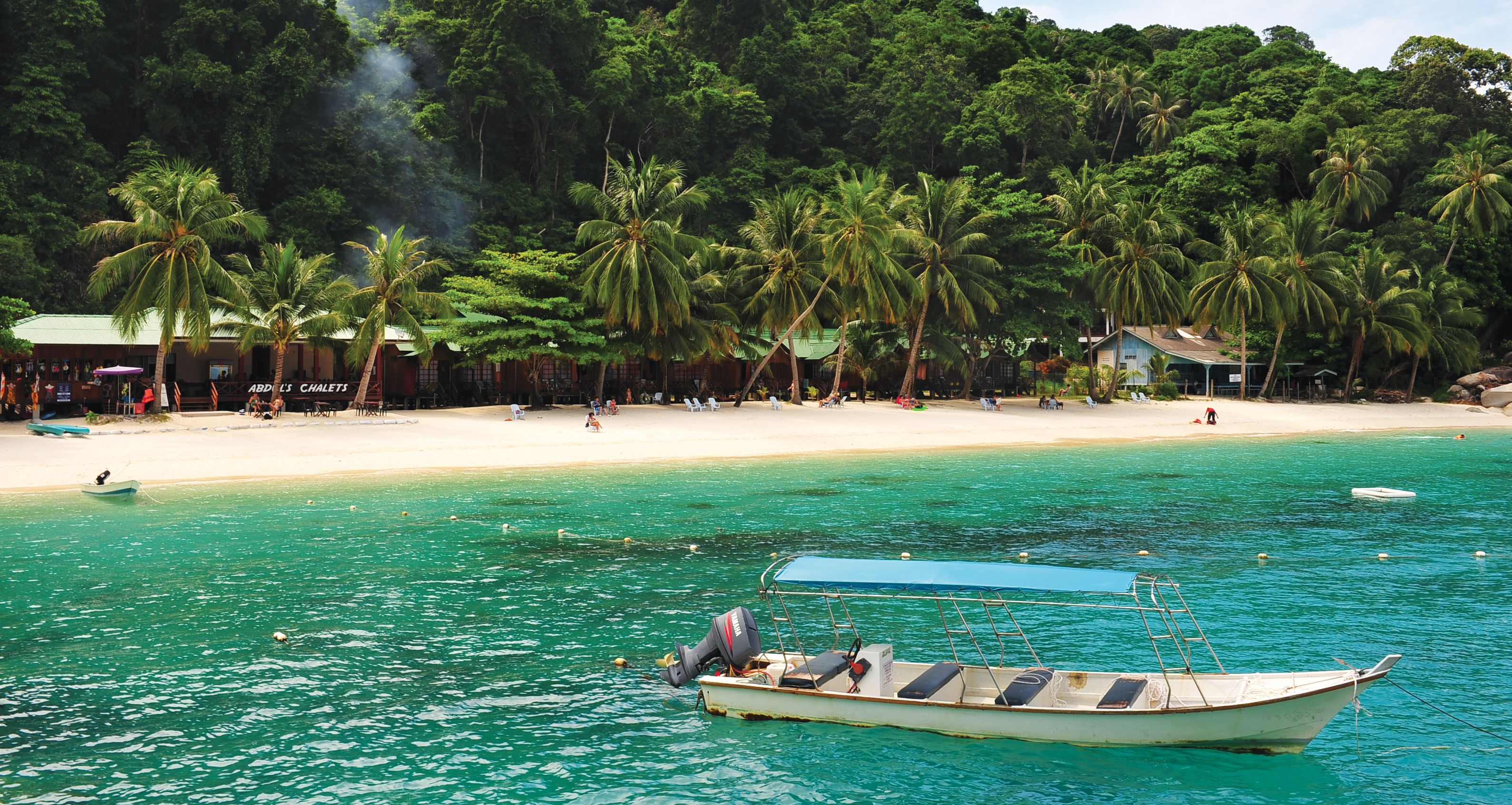 Maleisie-Perhentian-Island-Perhentian-strand-met-boot