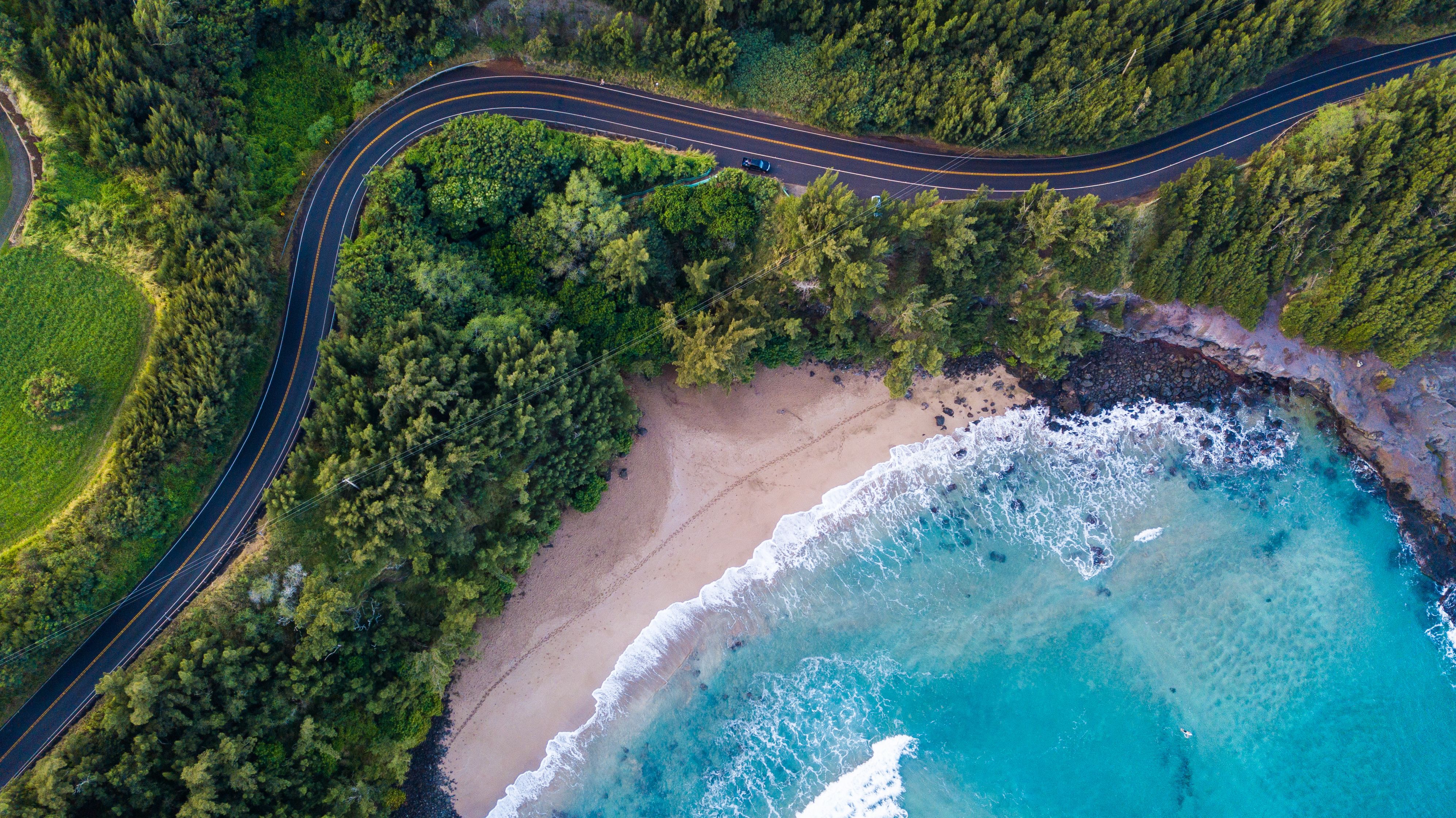 Amerika-Hawaii-Maui-aerial-view-weg-west-kust-maui