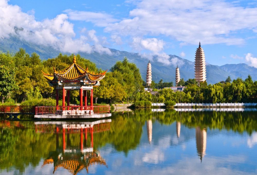 De 3 pagodes in Dali in Yunnan in China