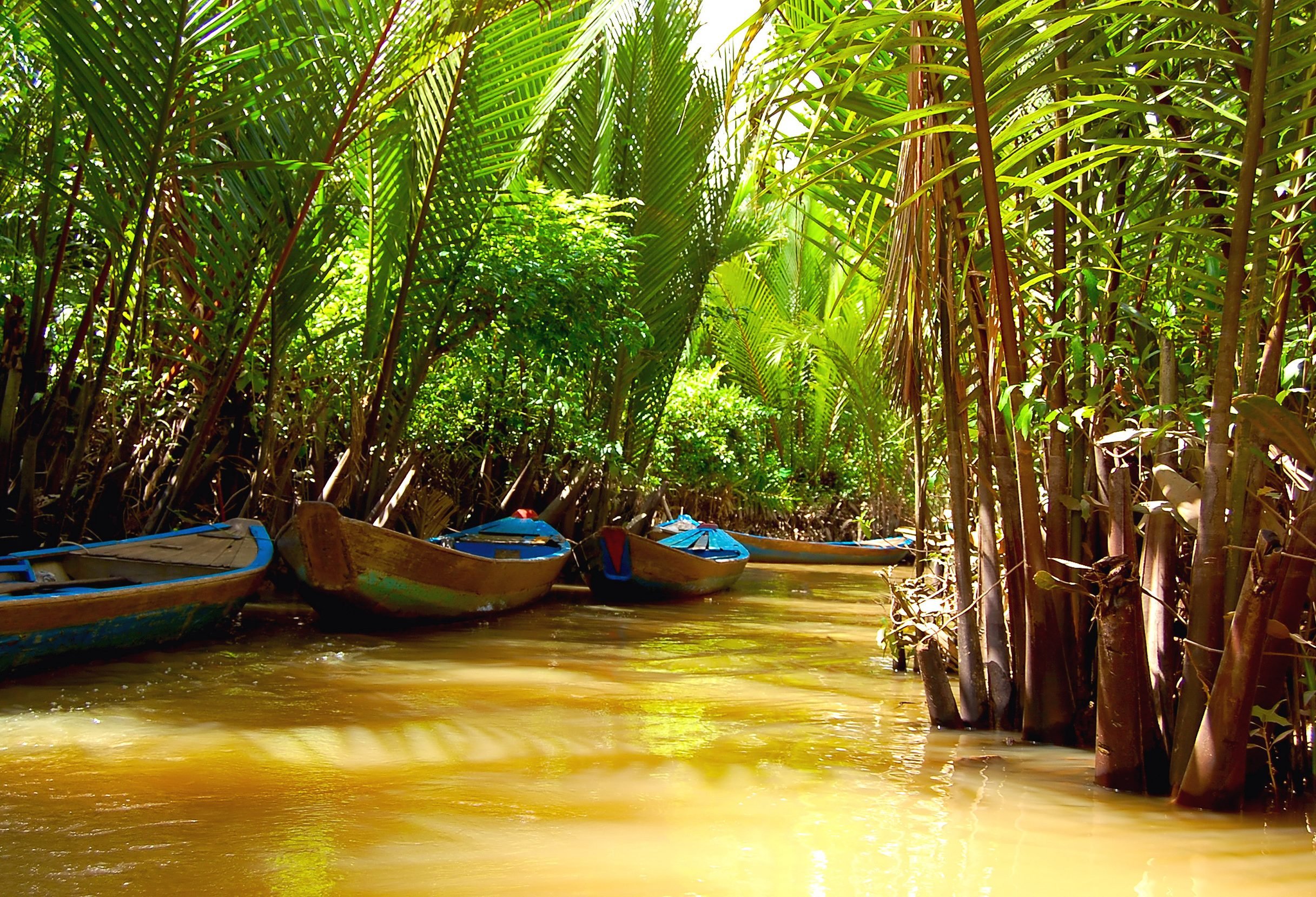 Kanaaltje in de Mekong Delta in Vietnam