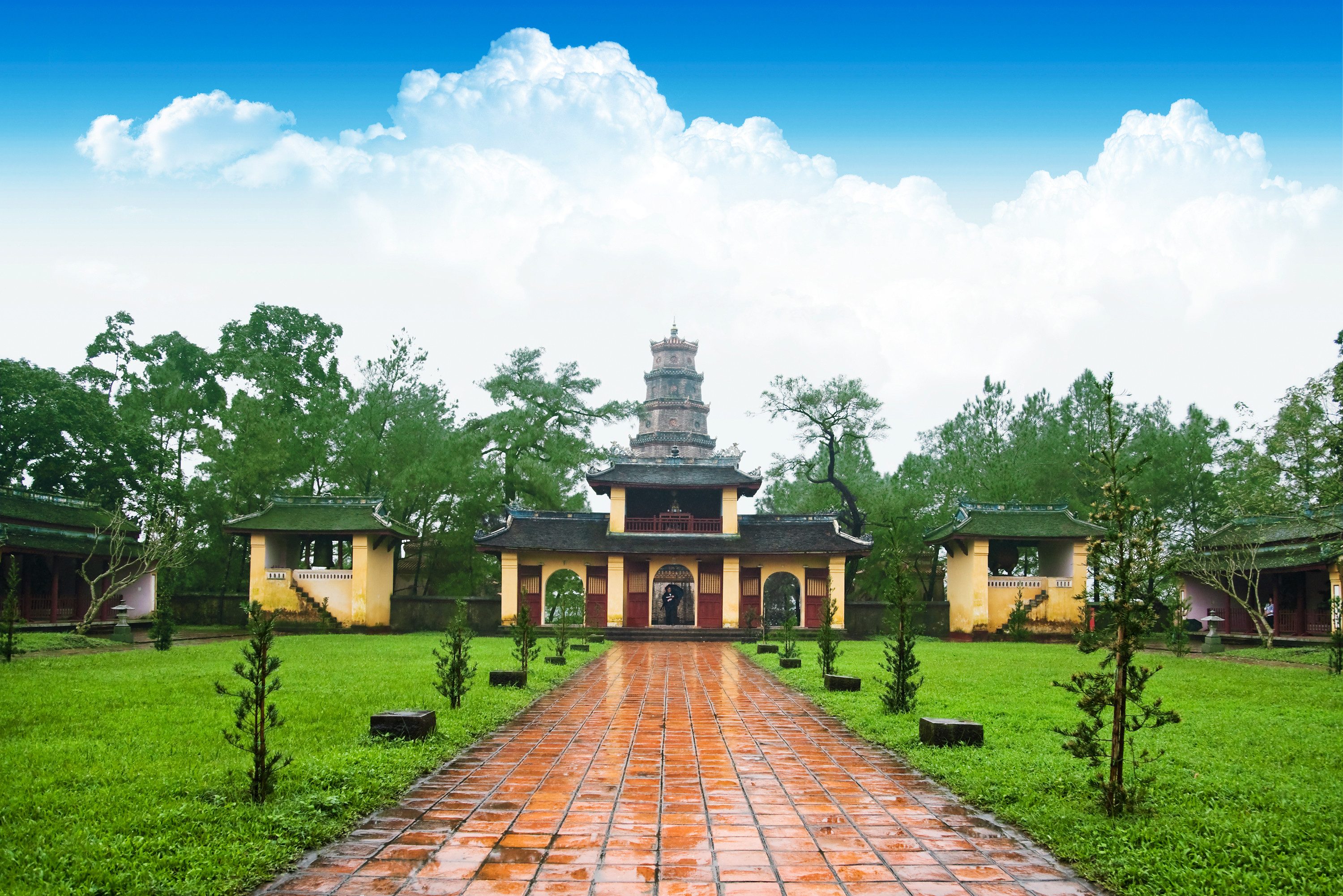 De Thien Mu pagode in de regio van Hue, Vietnam