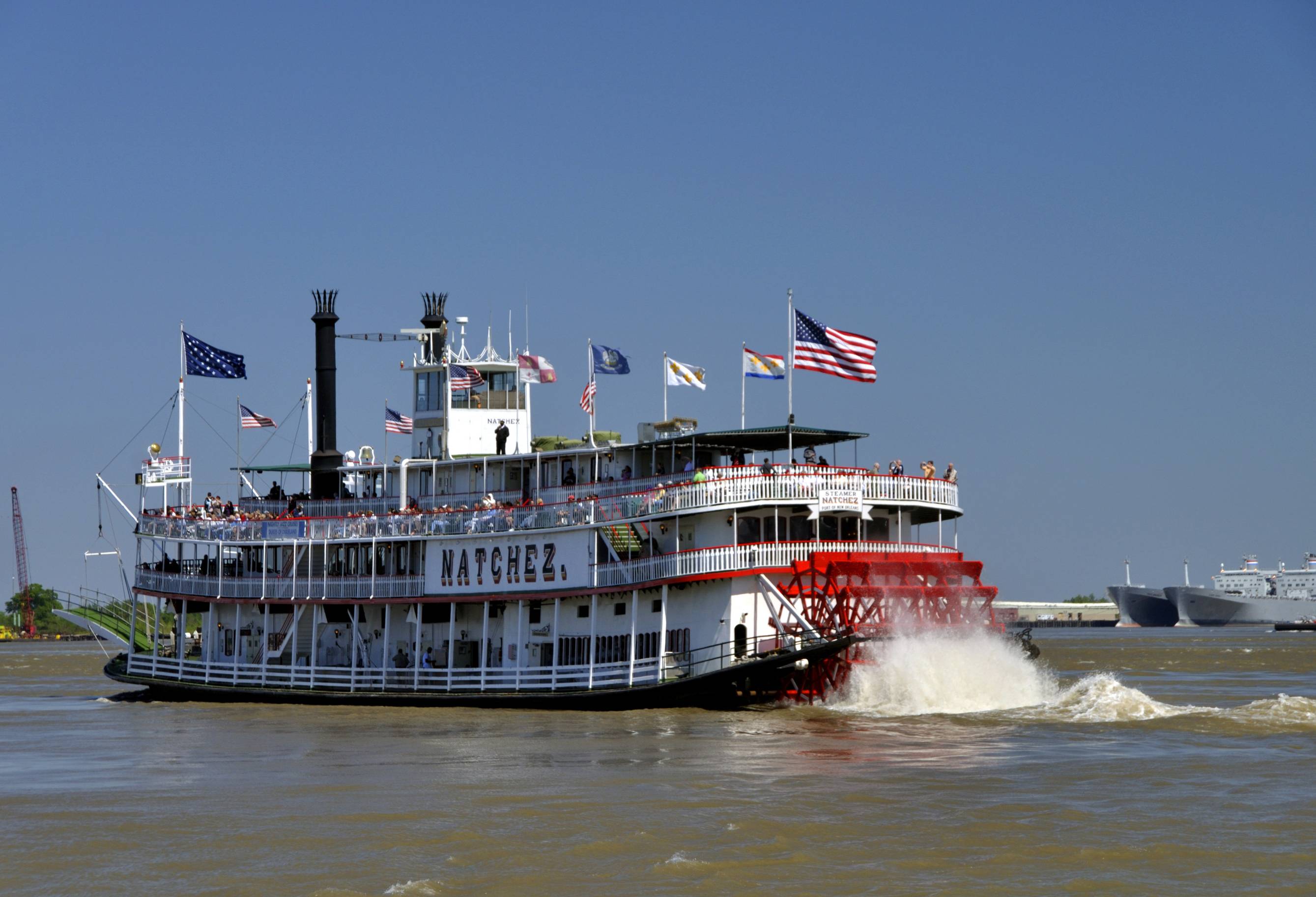 Stoomboot op de Mississippi bij New Orleans