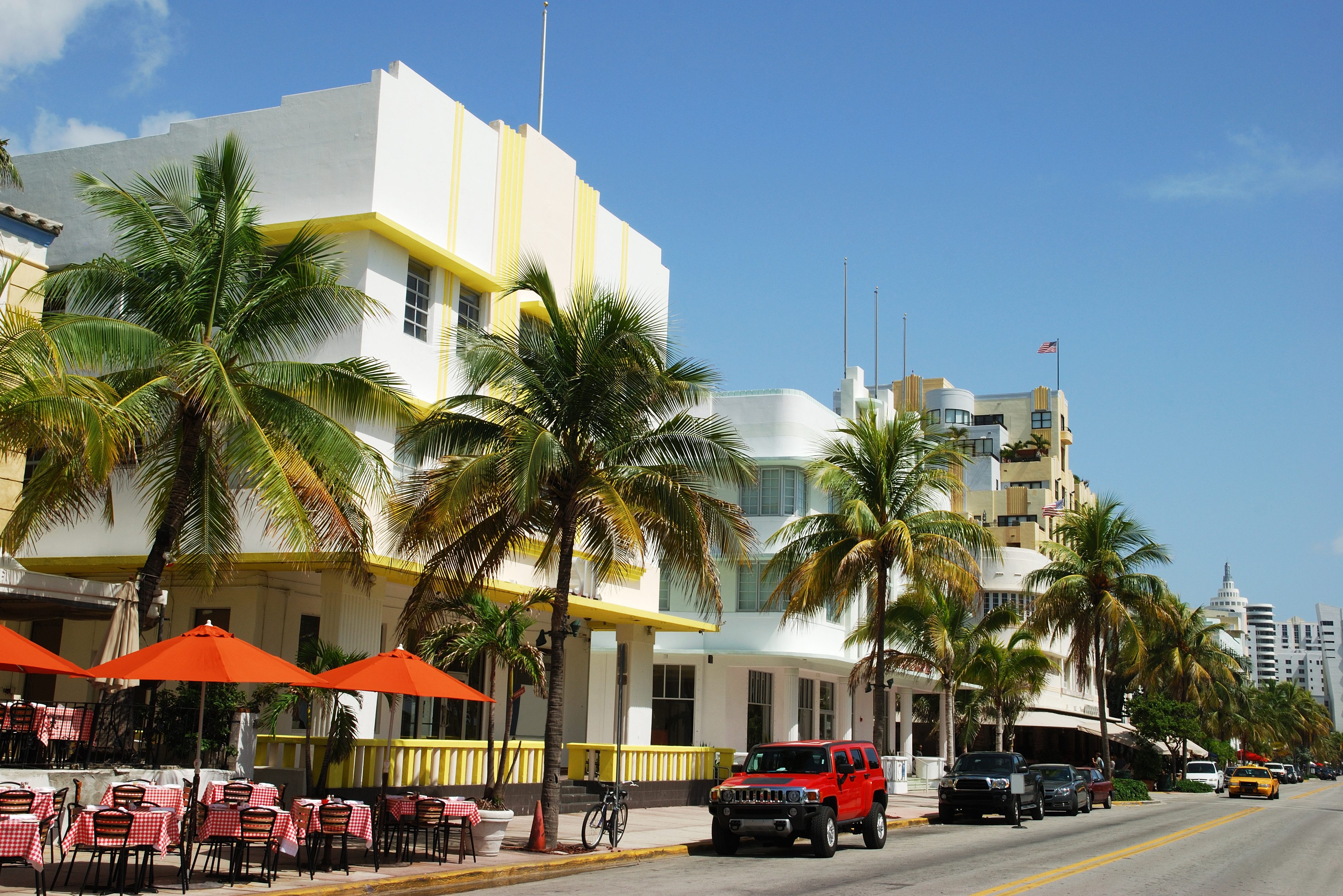 Art Deco wijk in Miami in Florida Amerika