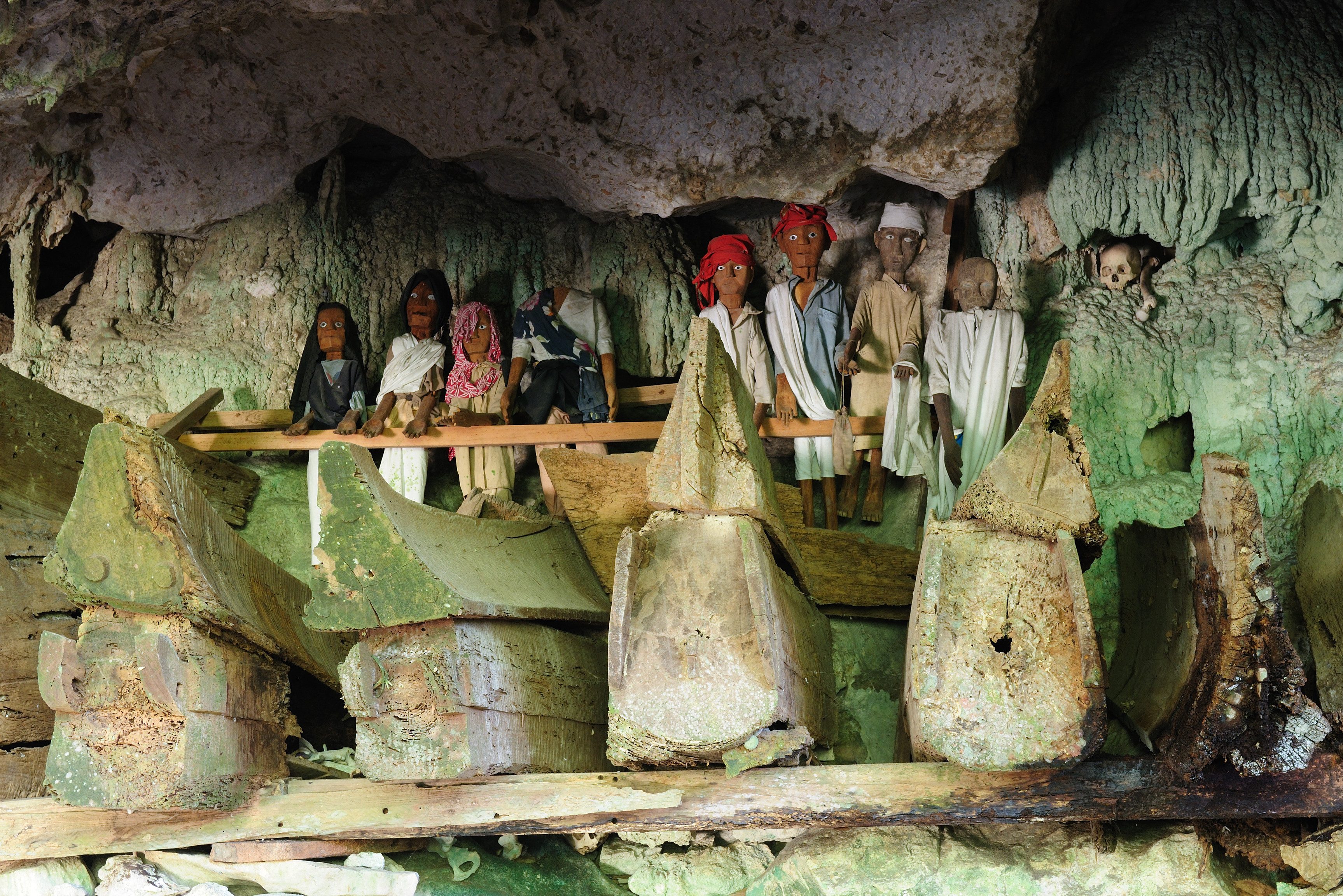 Tau tau poppen in het Toraja Hoogland op Sulawesi