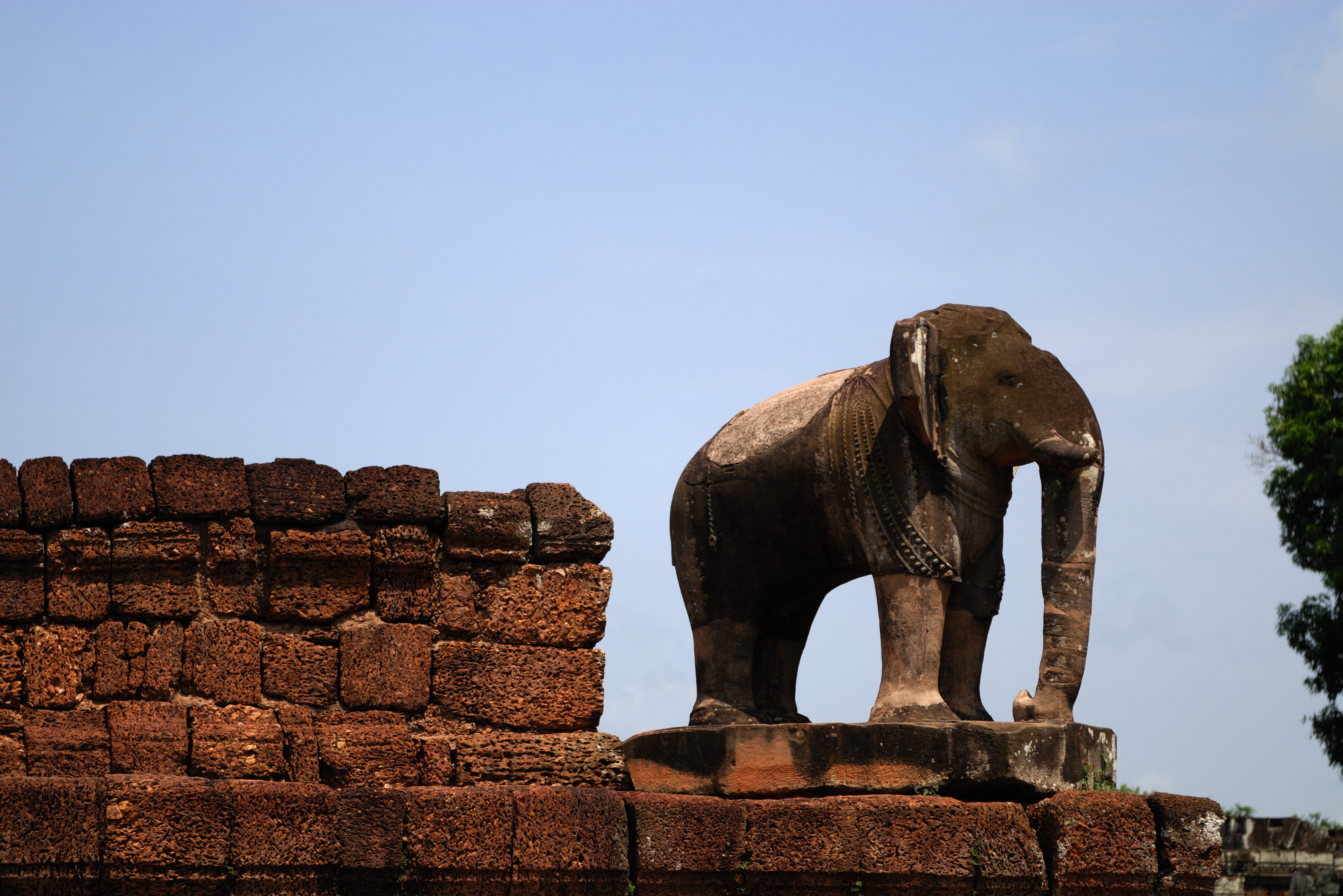 Beeld van olifant in Angkor Wat in het Angkor tempelcomplex in Cambodja