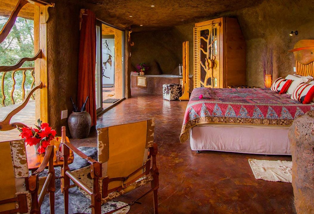 Kamer in Antbear Lodge in de Drakensbergen in Zuid-Afrika