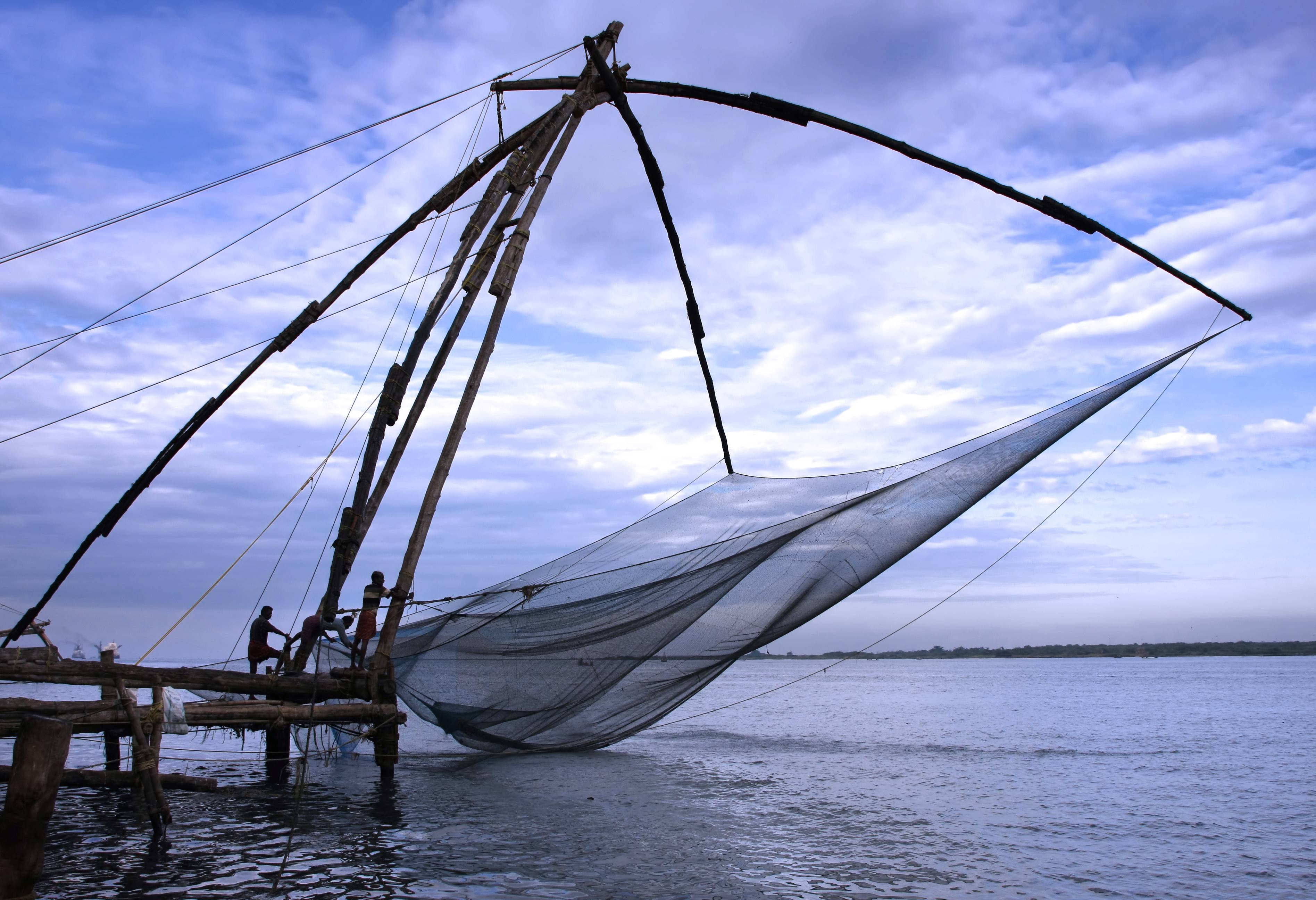 De vissersnetten van Cochin in India