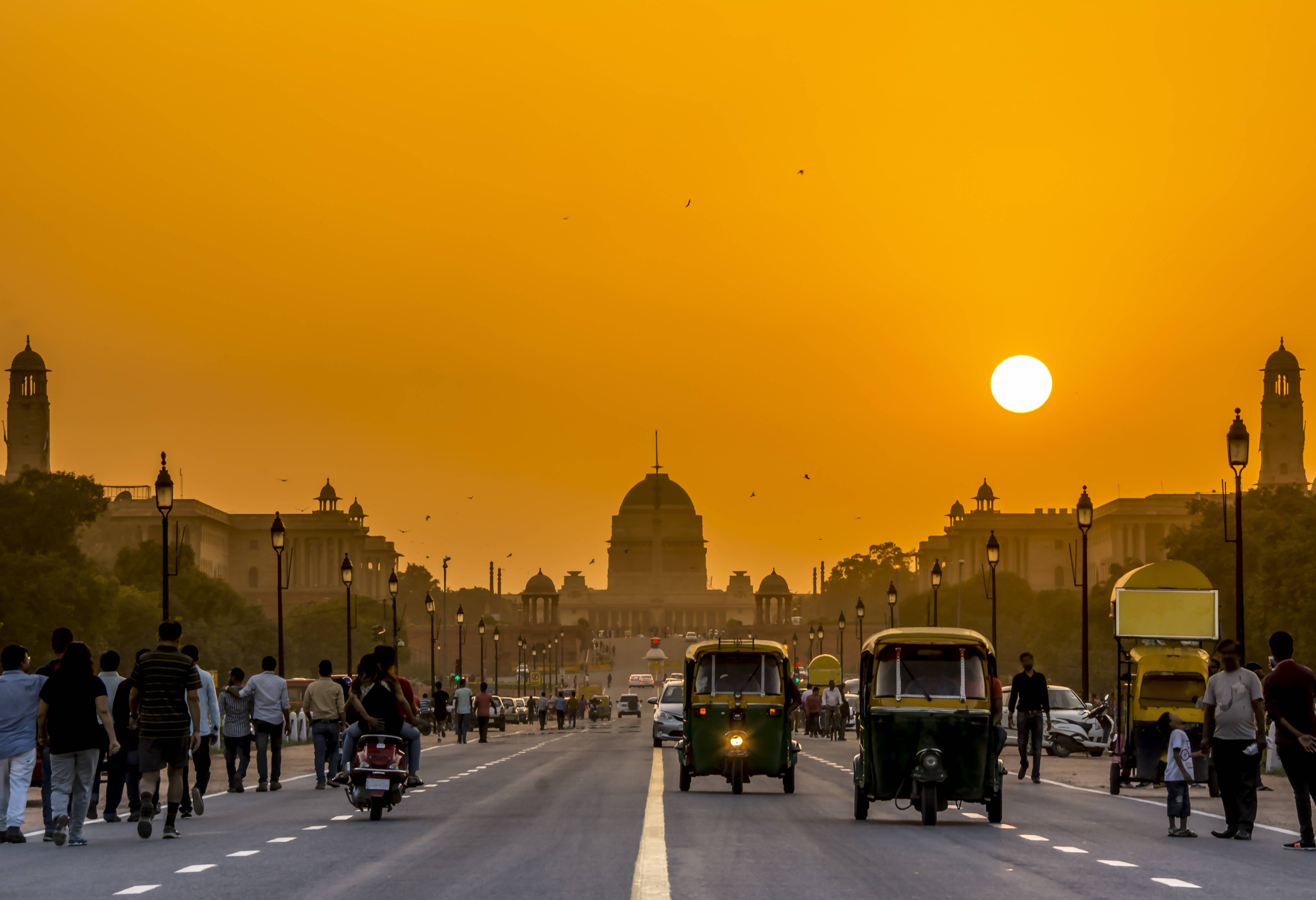 Straatbeeld in Delhi in India