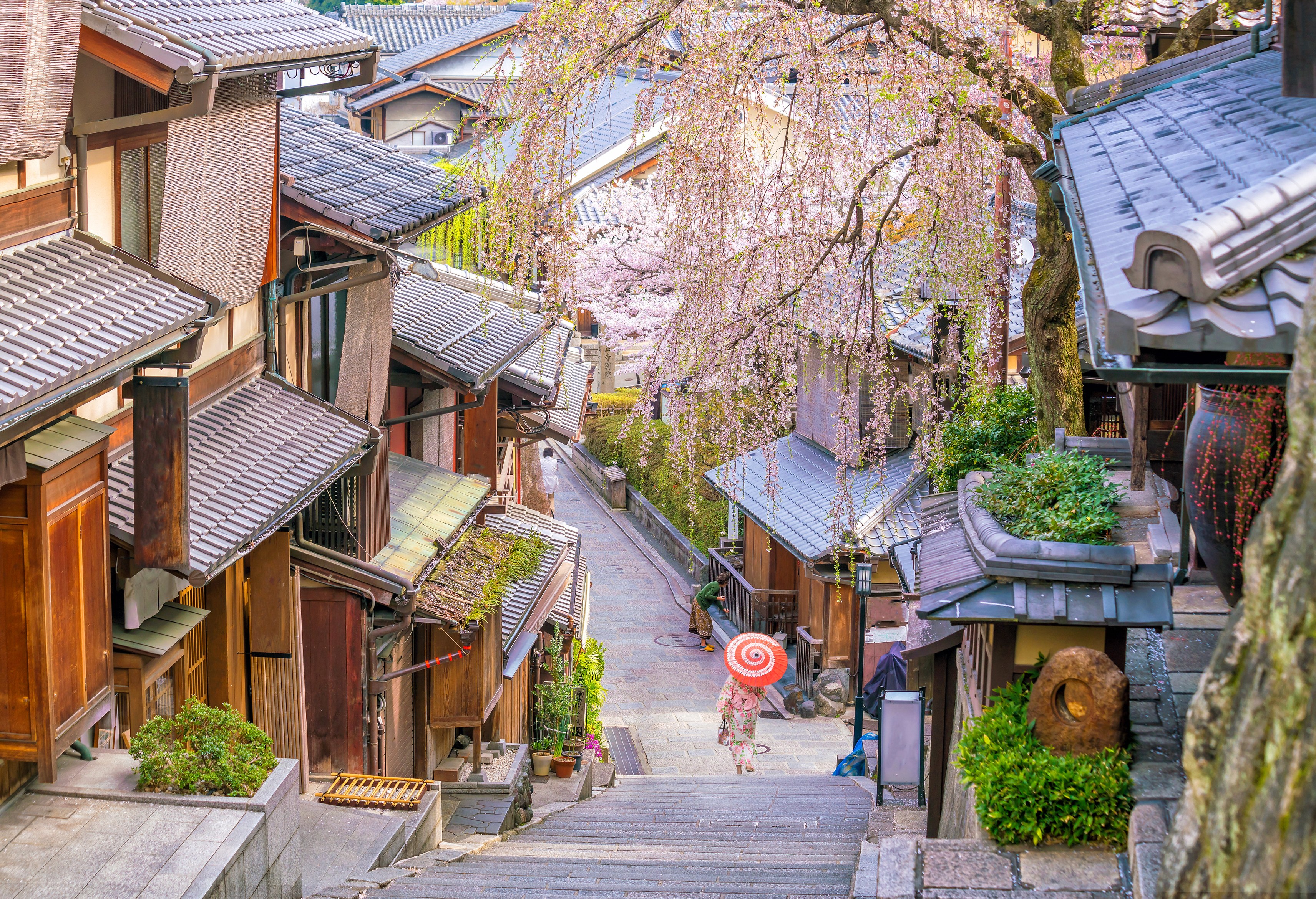 De wijk Higashiyama in Kyoto in Japan