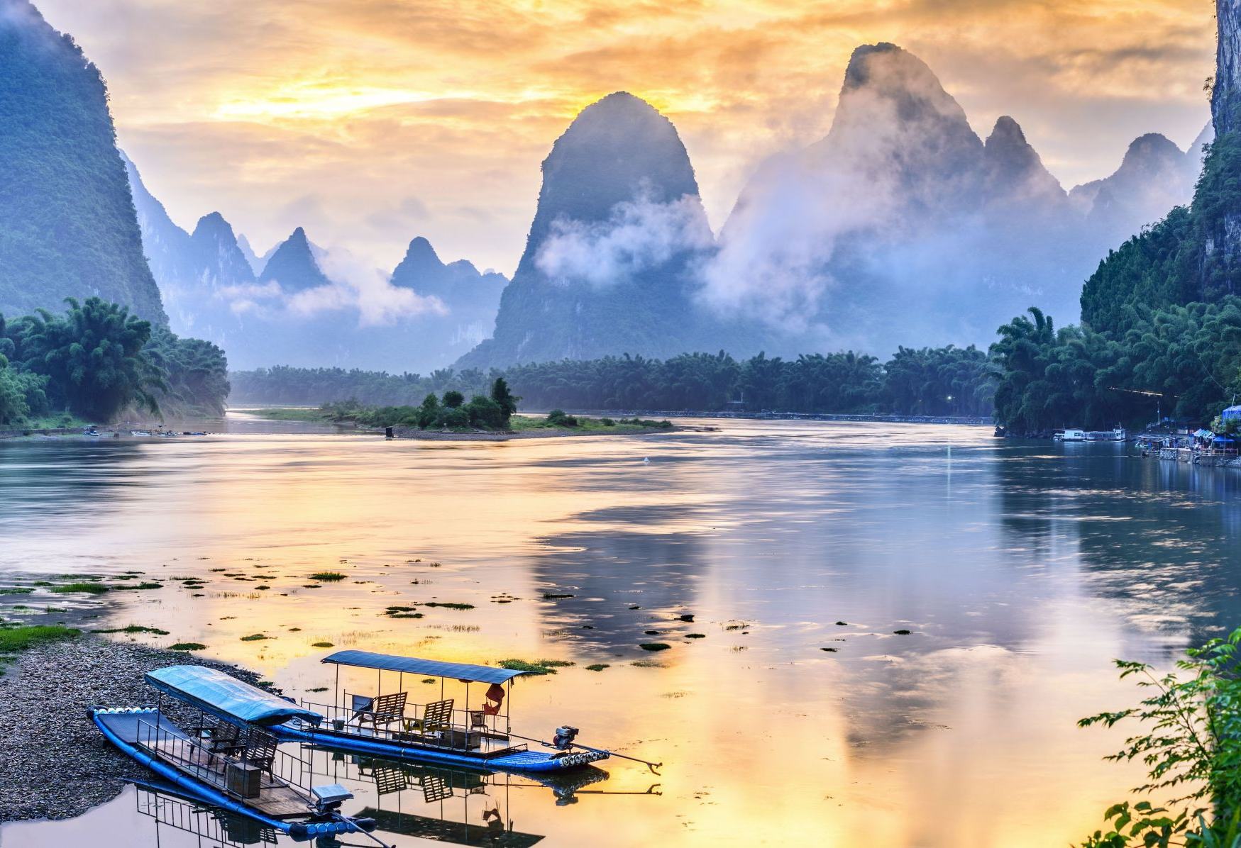 De Li-rivier bij Guilin in China