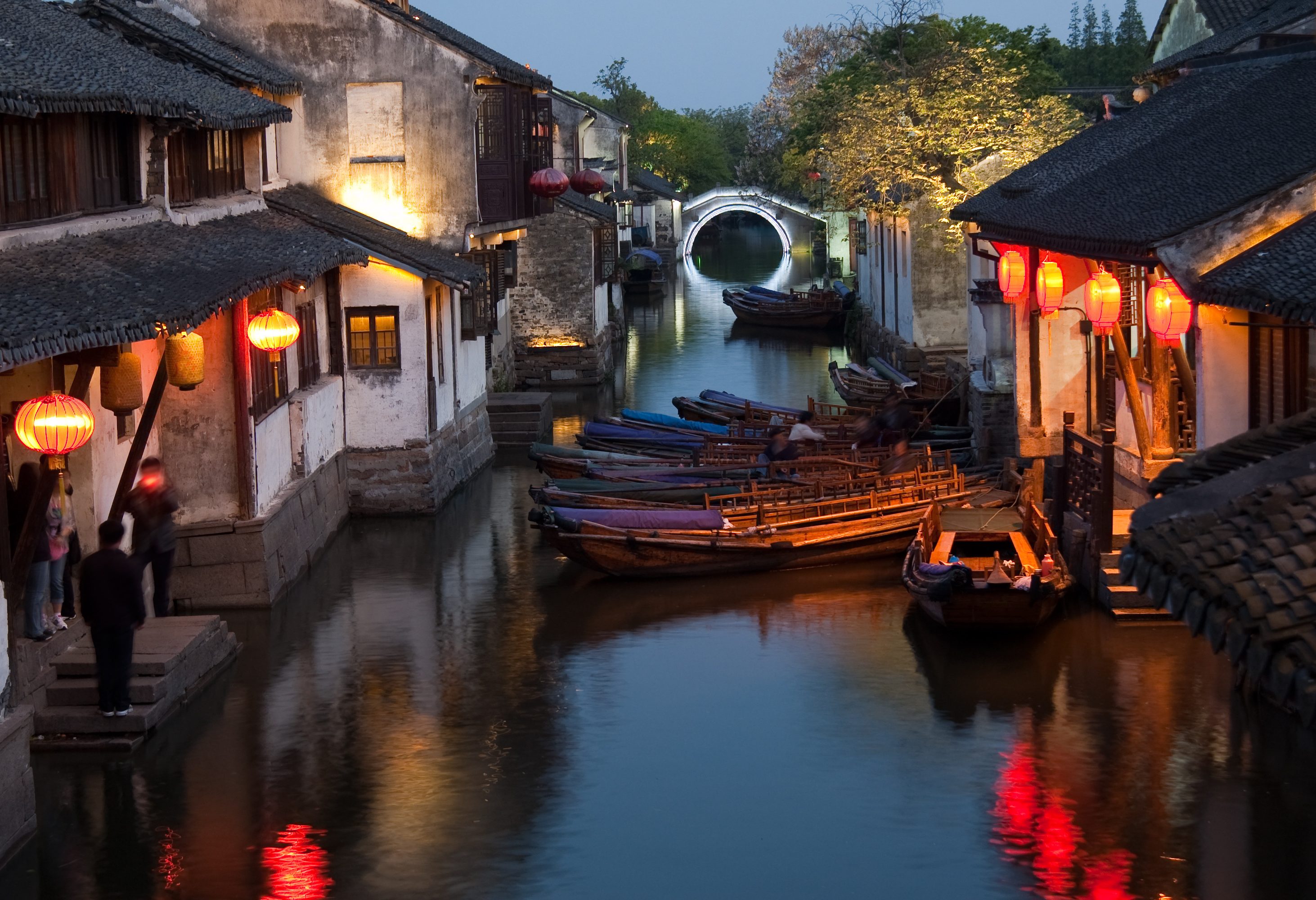 Het waterdorp Wuzhen in de Yangtze Delta