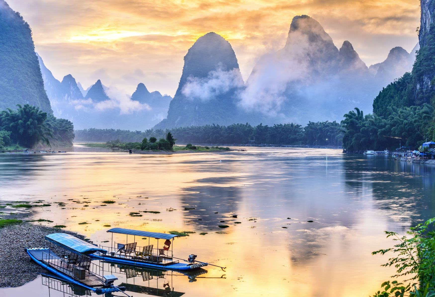 De Li-rivier bij Guilin in China