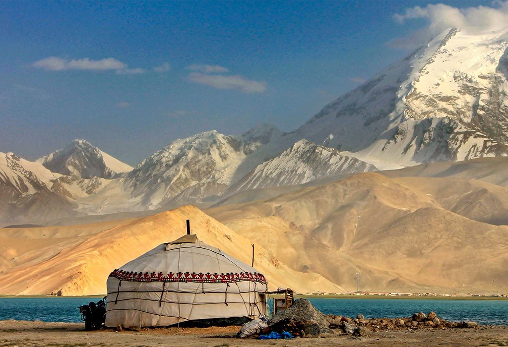Yurt van Kozakken op de Zijde Route in China