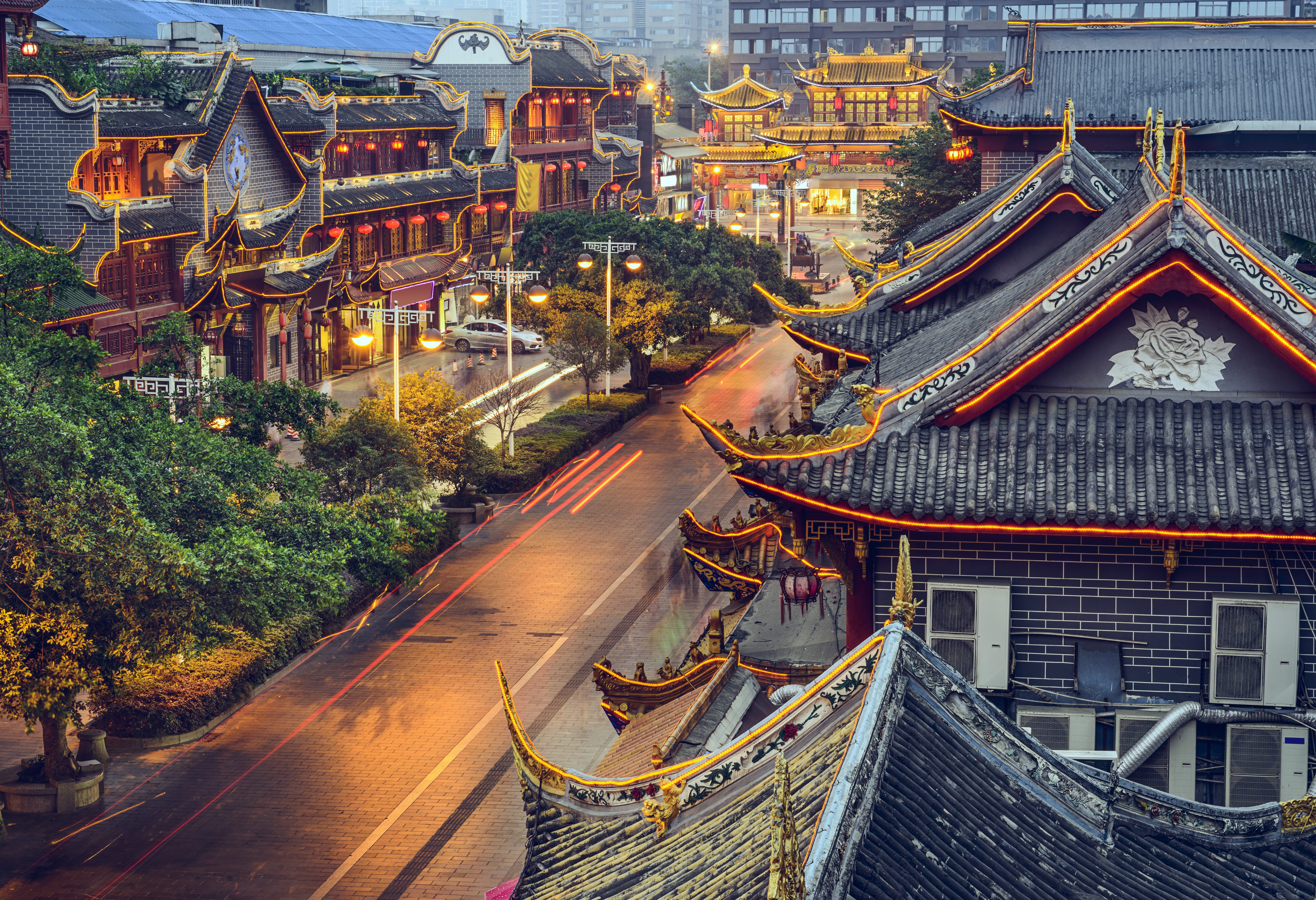 Straatbeeld in Chengdu in China