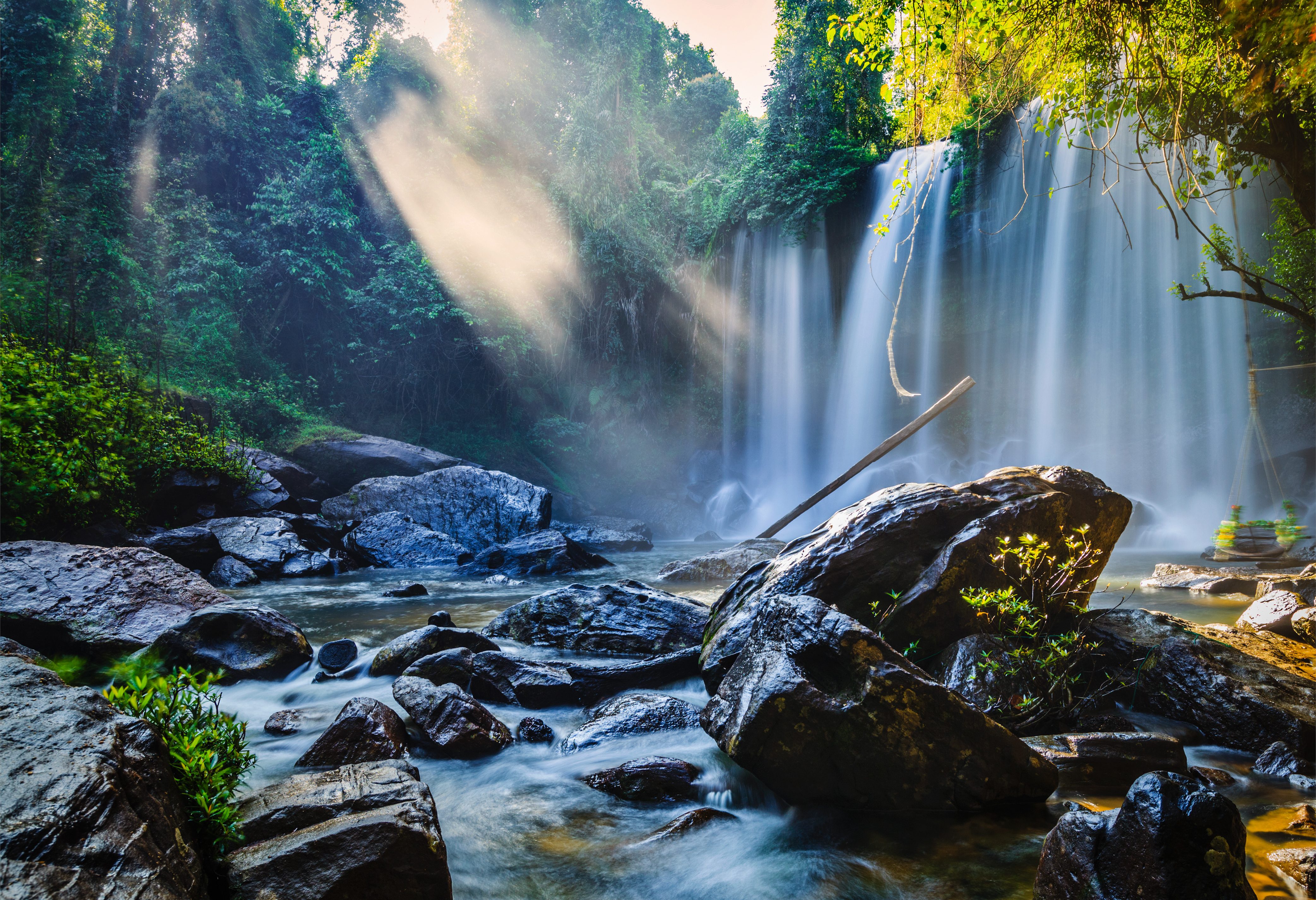Waterval in het Phnom Kulen National Park in Cambodja