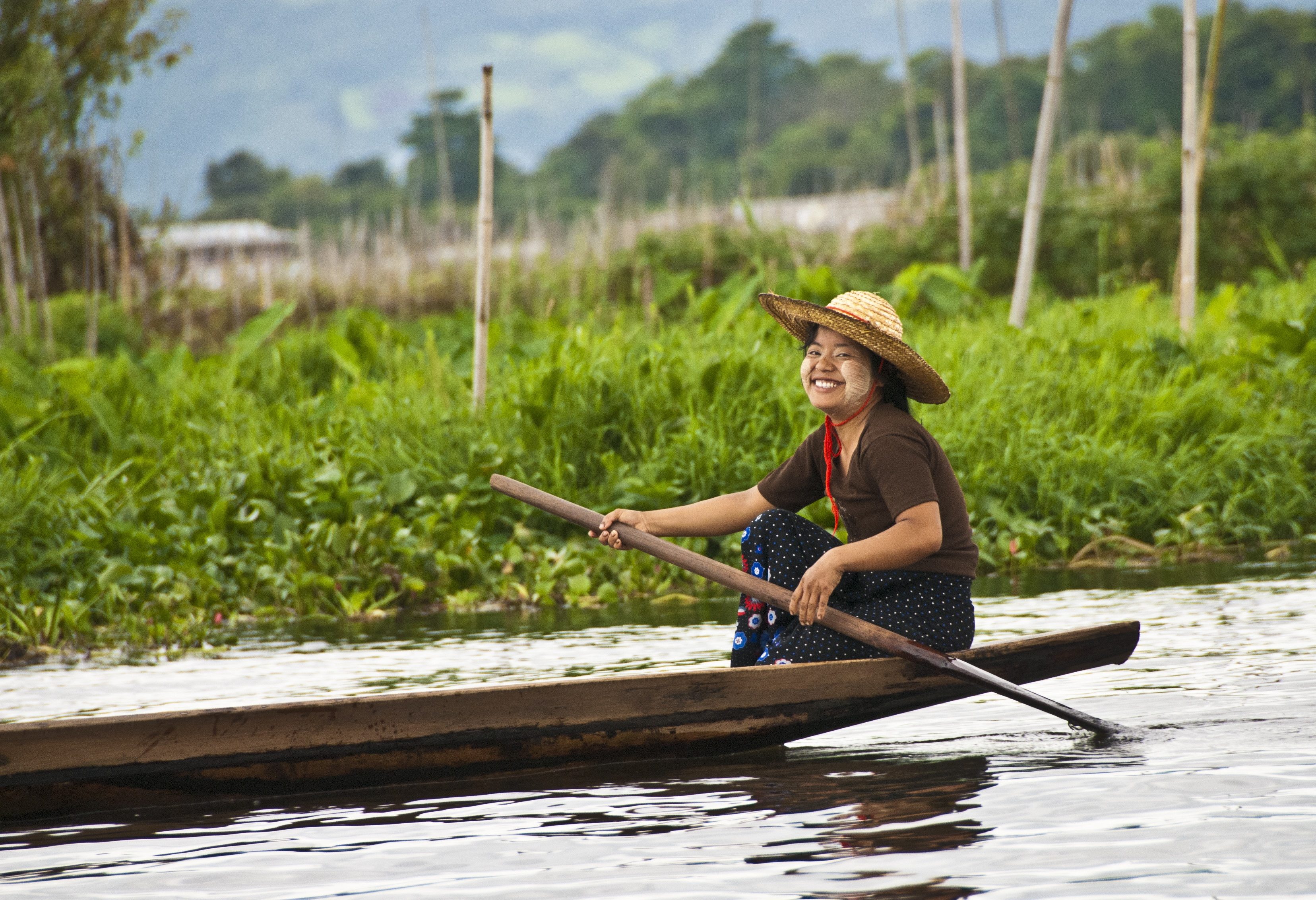 Drijvende plantage Inle Lake Myanmar