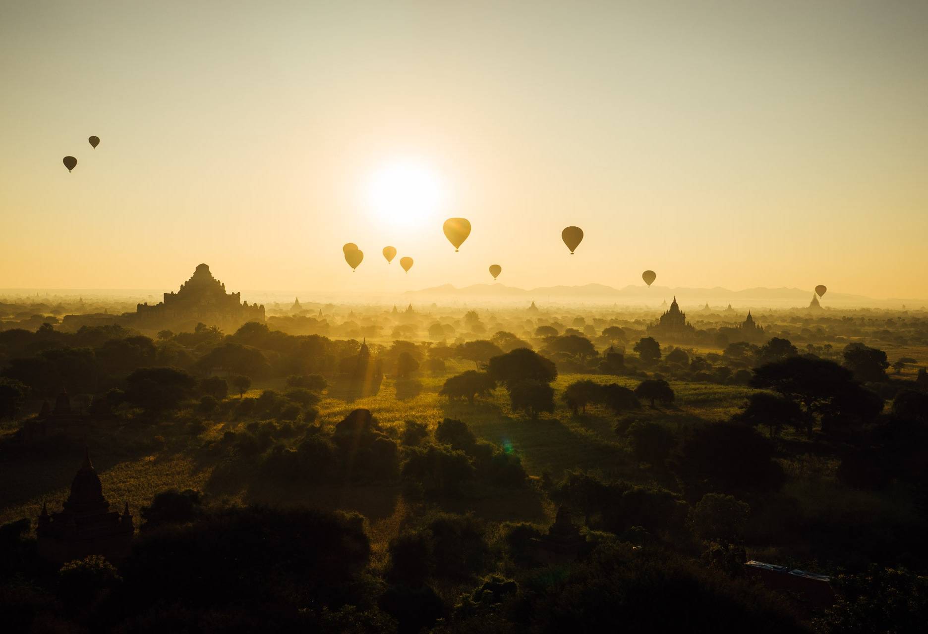 Zonsopkomst Tempelvlakte van Bagan in Myanmar