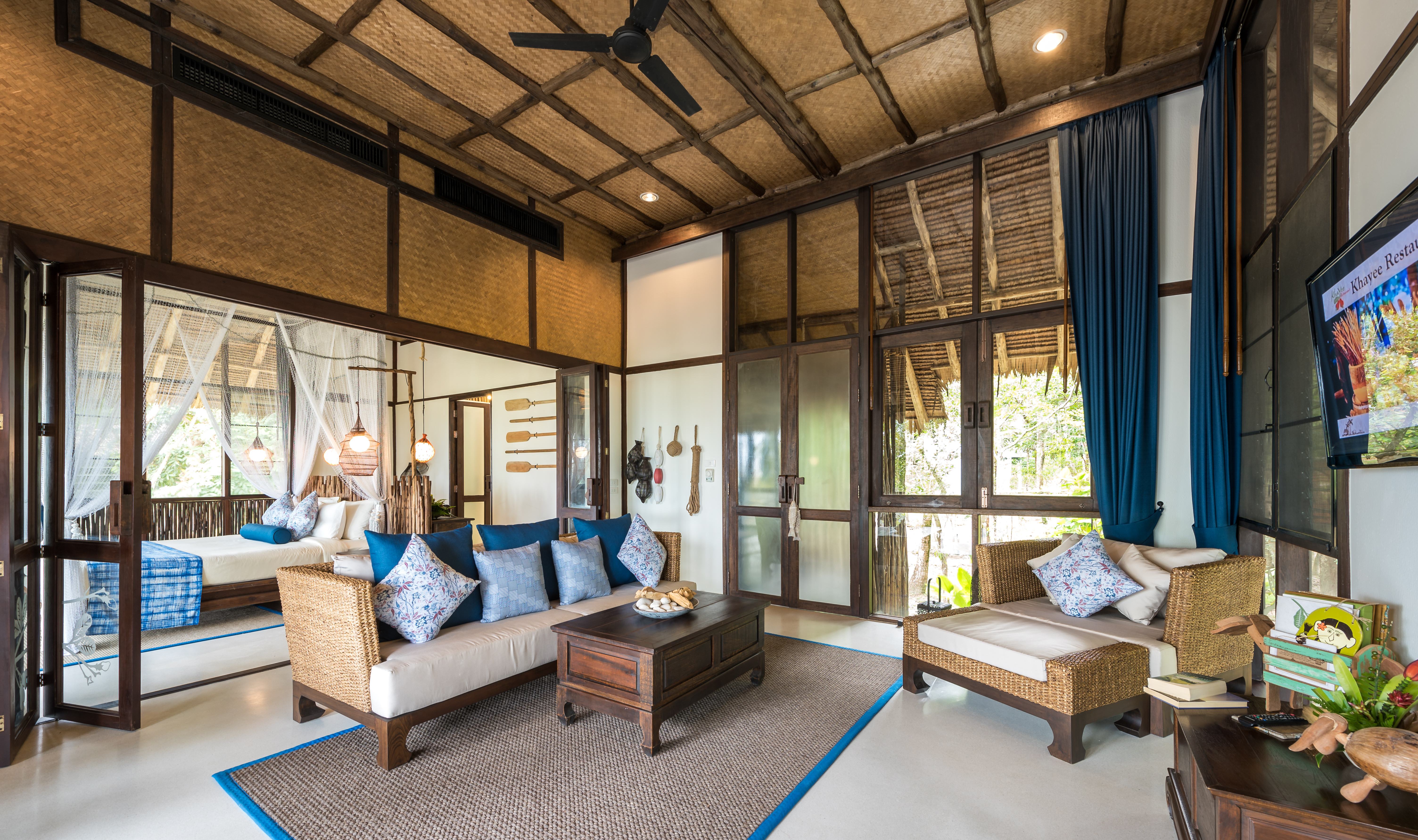Seaview Villa woonkamer in het Koh Yao Yai Village in Thailand