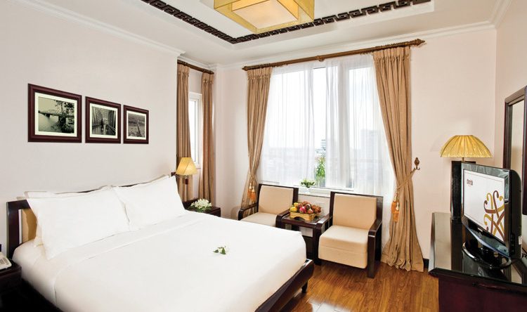 Cityview Deluxe kamer in het Cherish Hotel Hue in Vietnam
