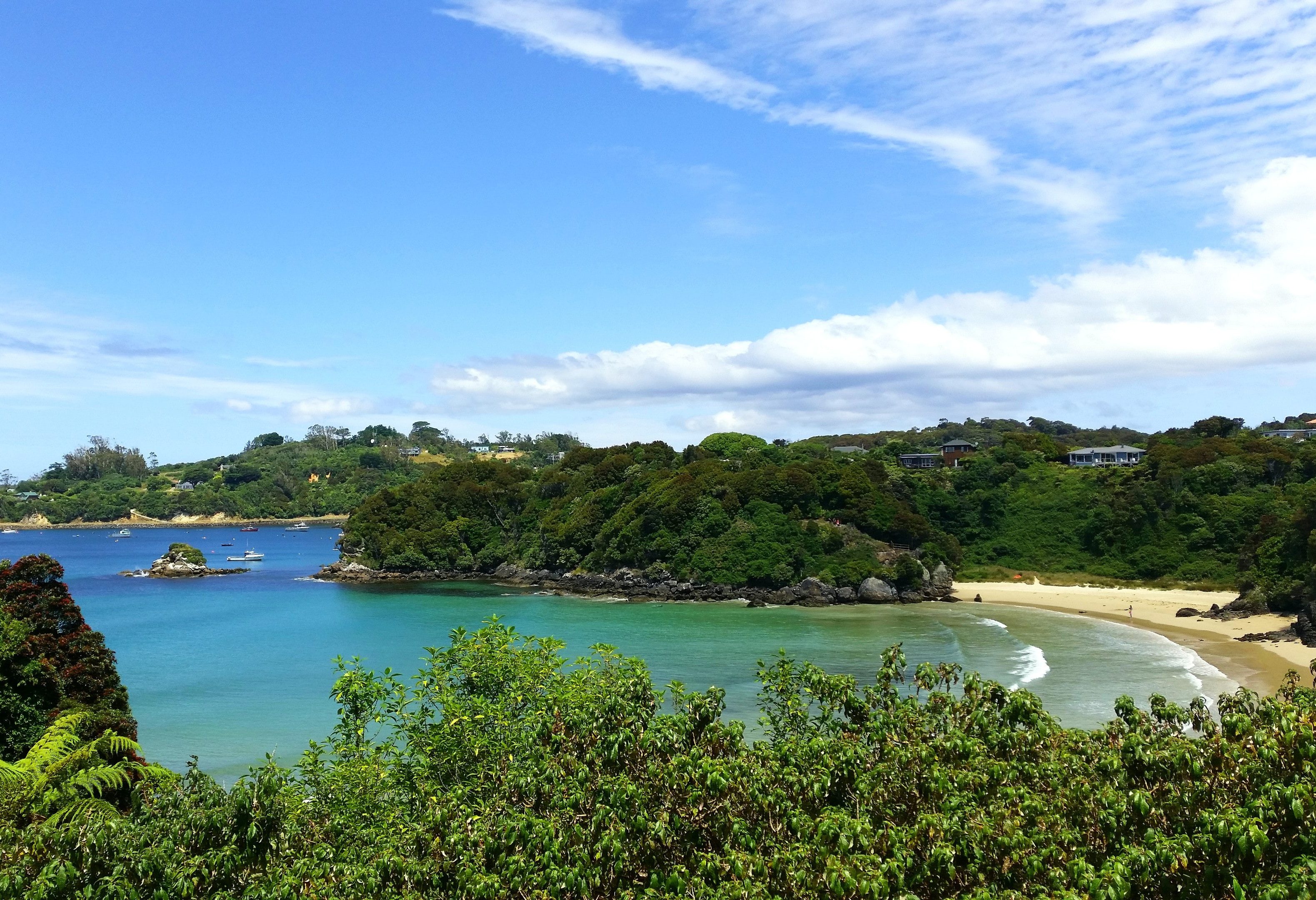 Uitzicht op Stewart Island in Nieuw-Zeeland