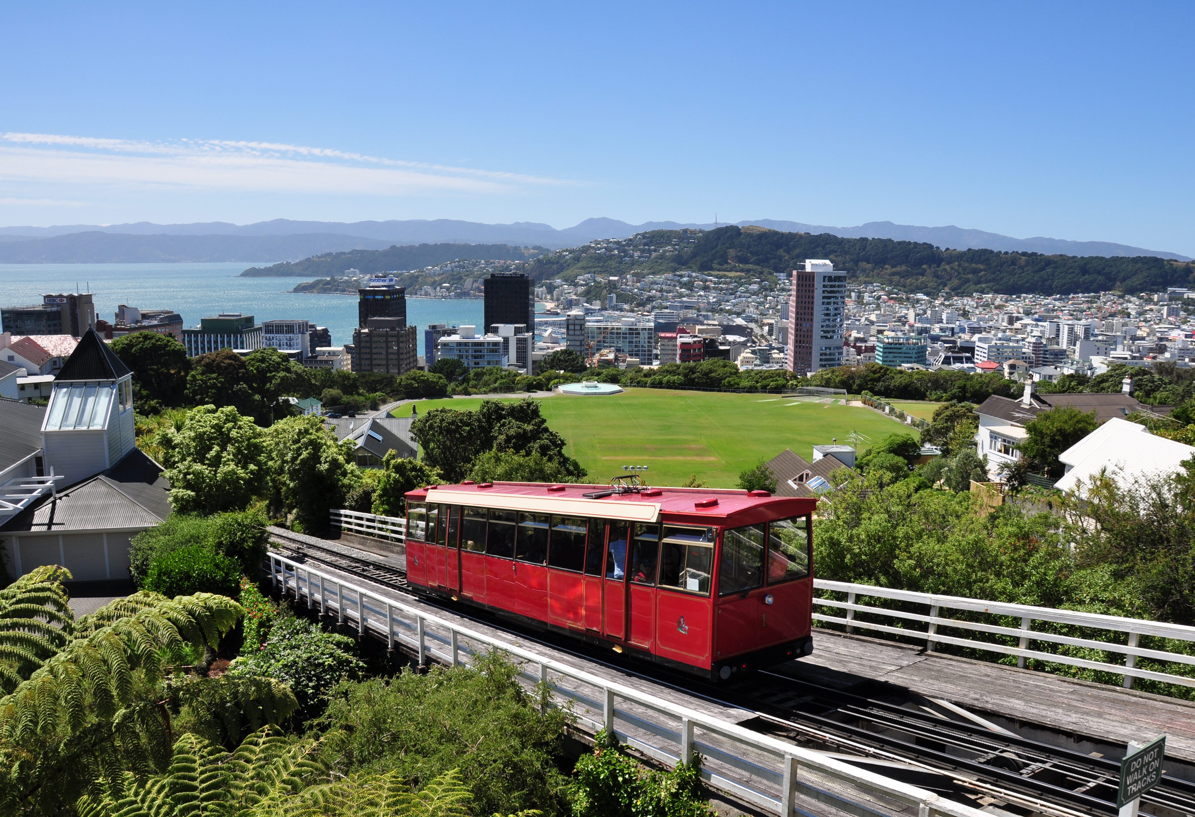 Cable car in Wellington op het Noordereiland in Nieuw-Zeeland