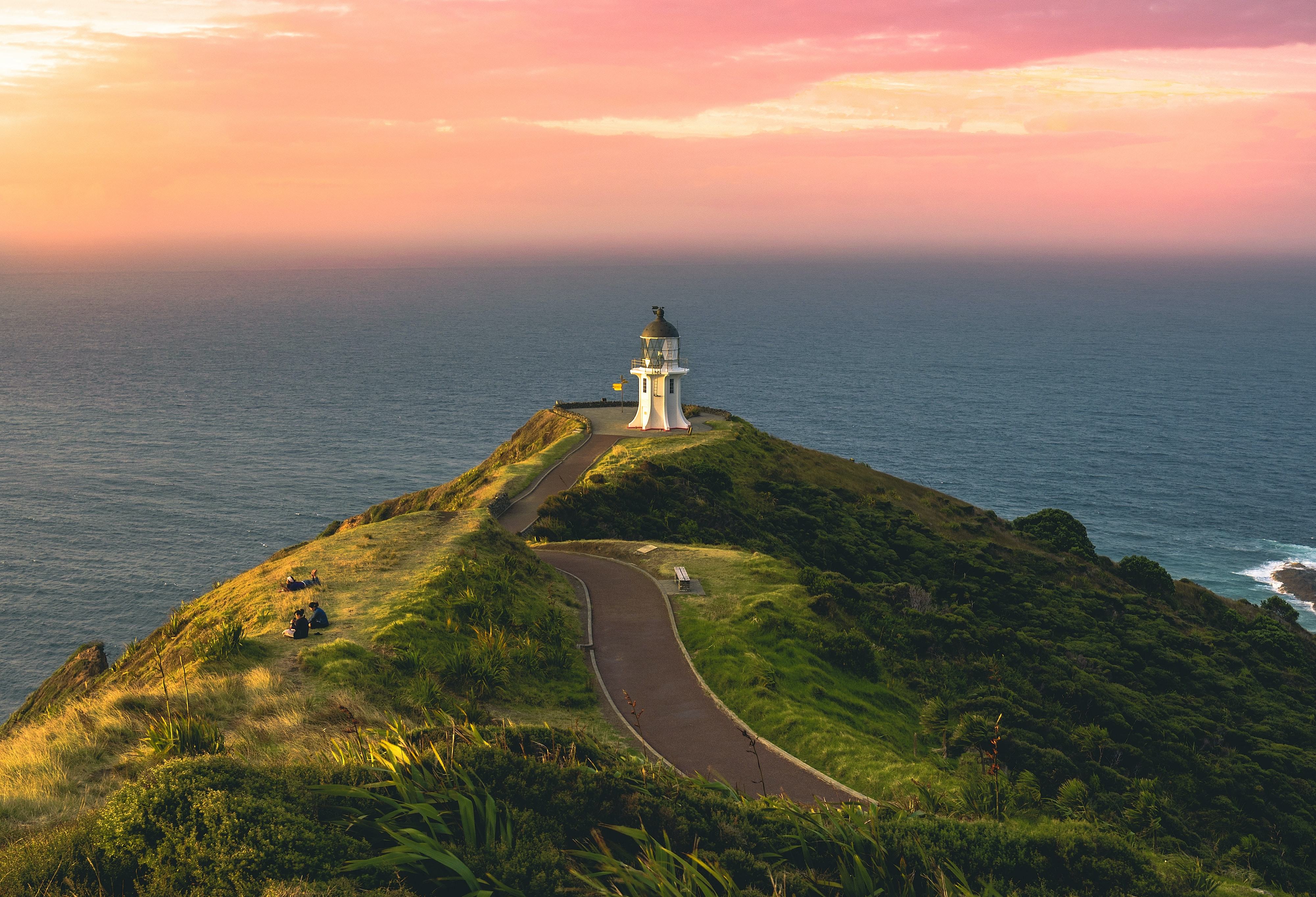 Vuurtoren op Cape Reinga in Nieuw-Zeeland