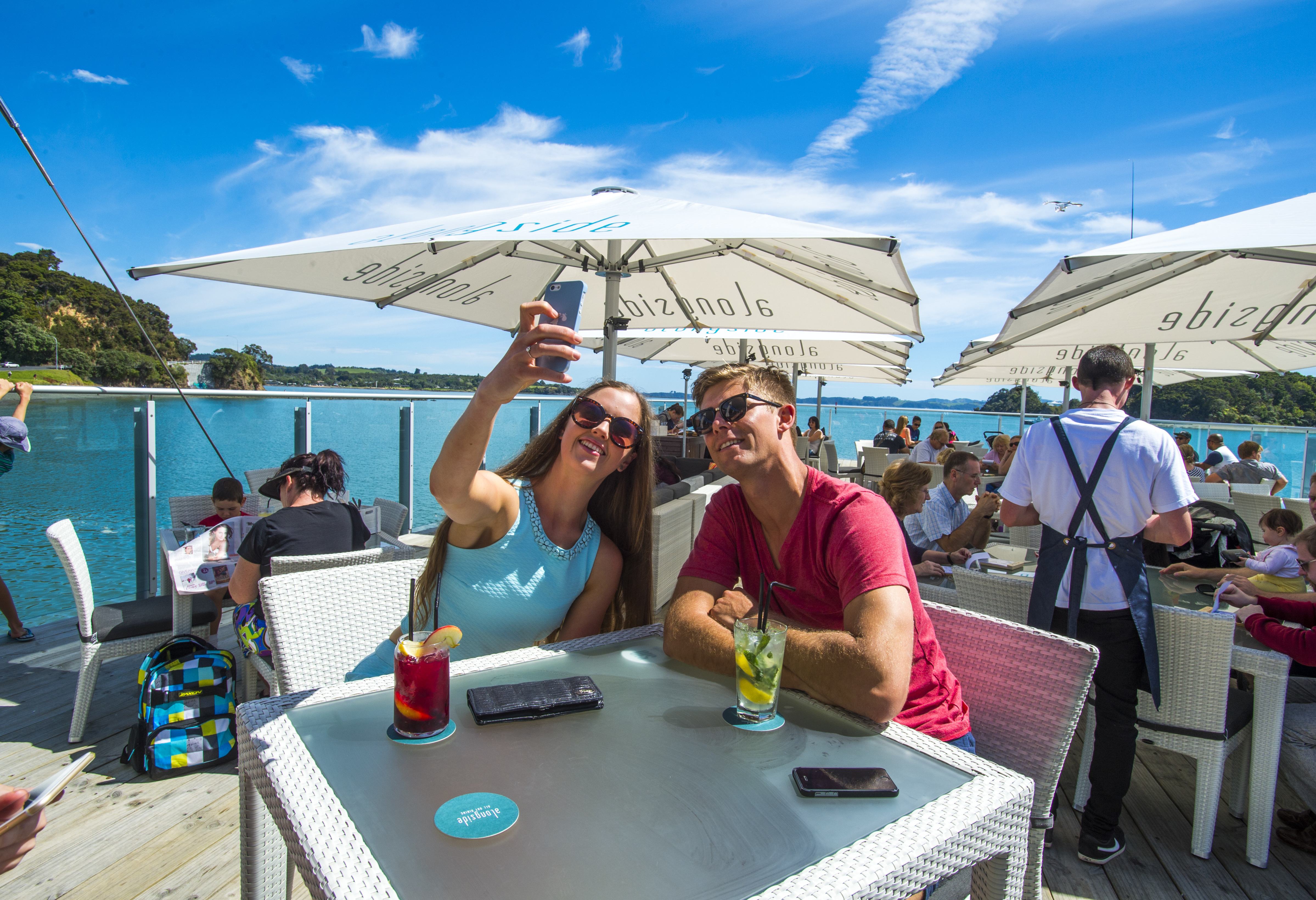 Terras in Paihia in Bay of Islands in Nieuw-Zeeland