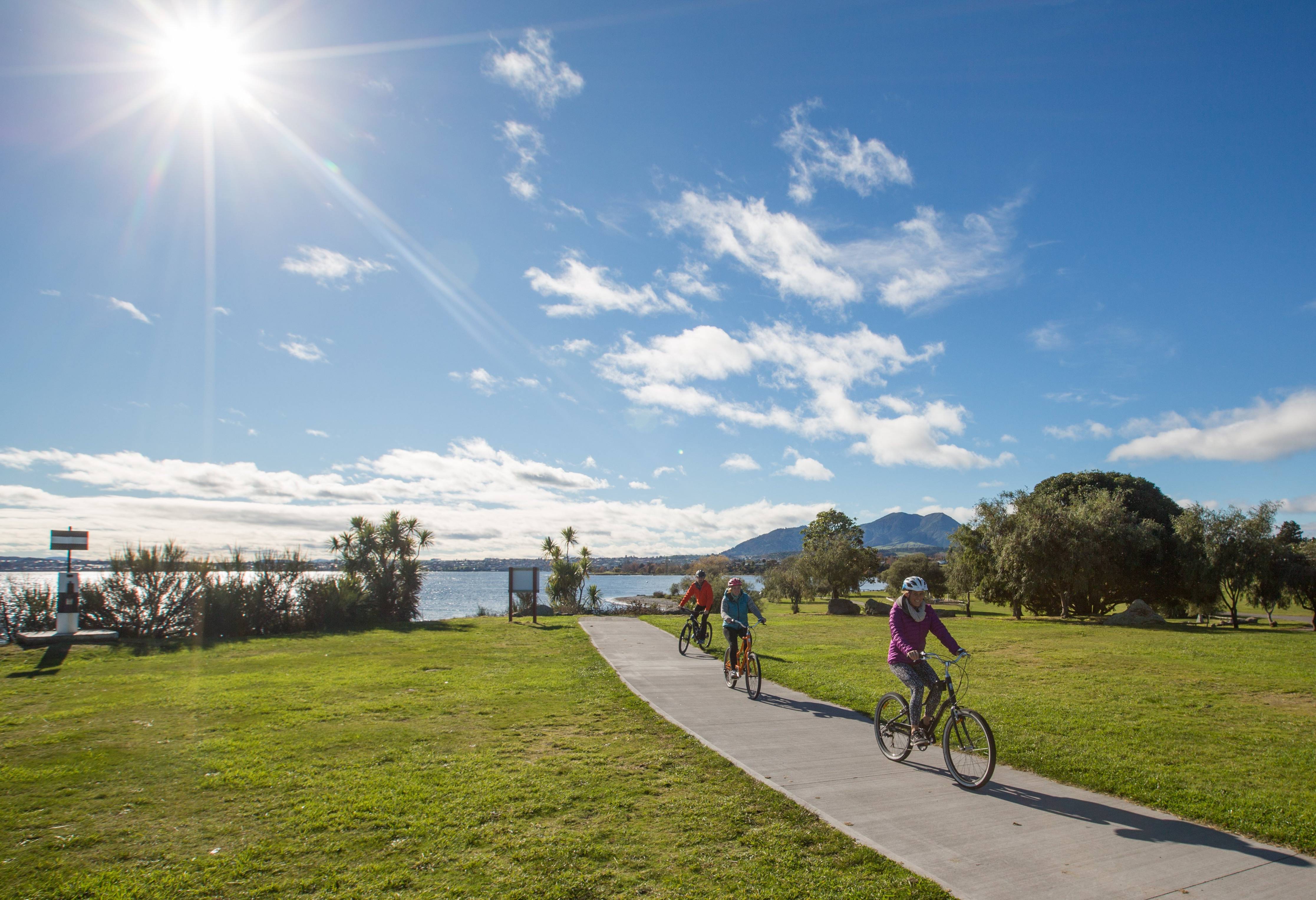 Fietsen in de omgeving van Taupo in Nieuw-Zeeland