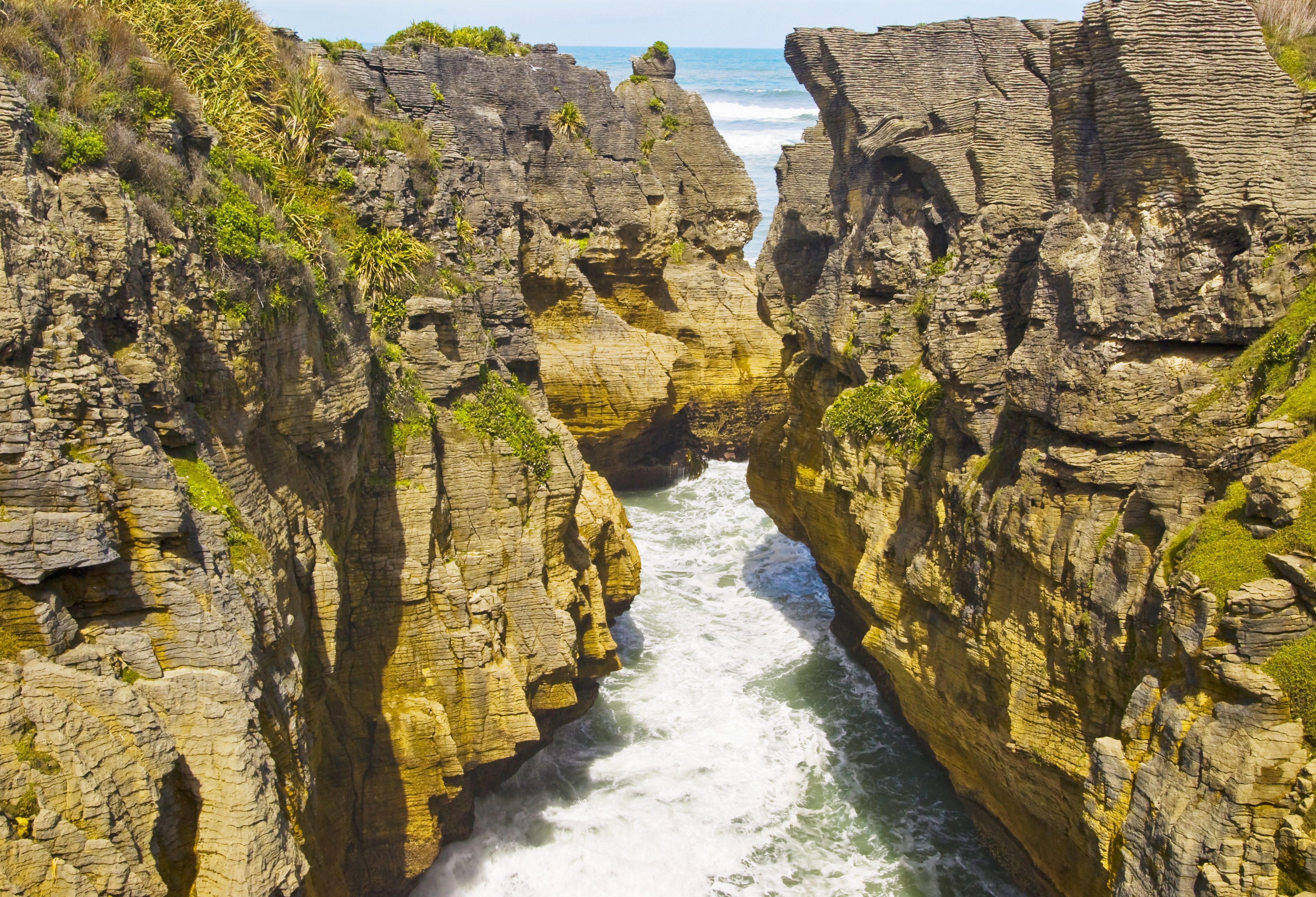 Pancake Rocks bij Punakaiki in Nieuw-Zeeland