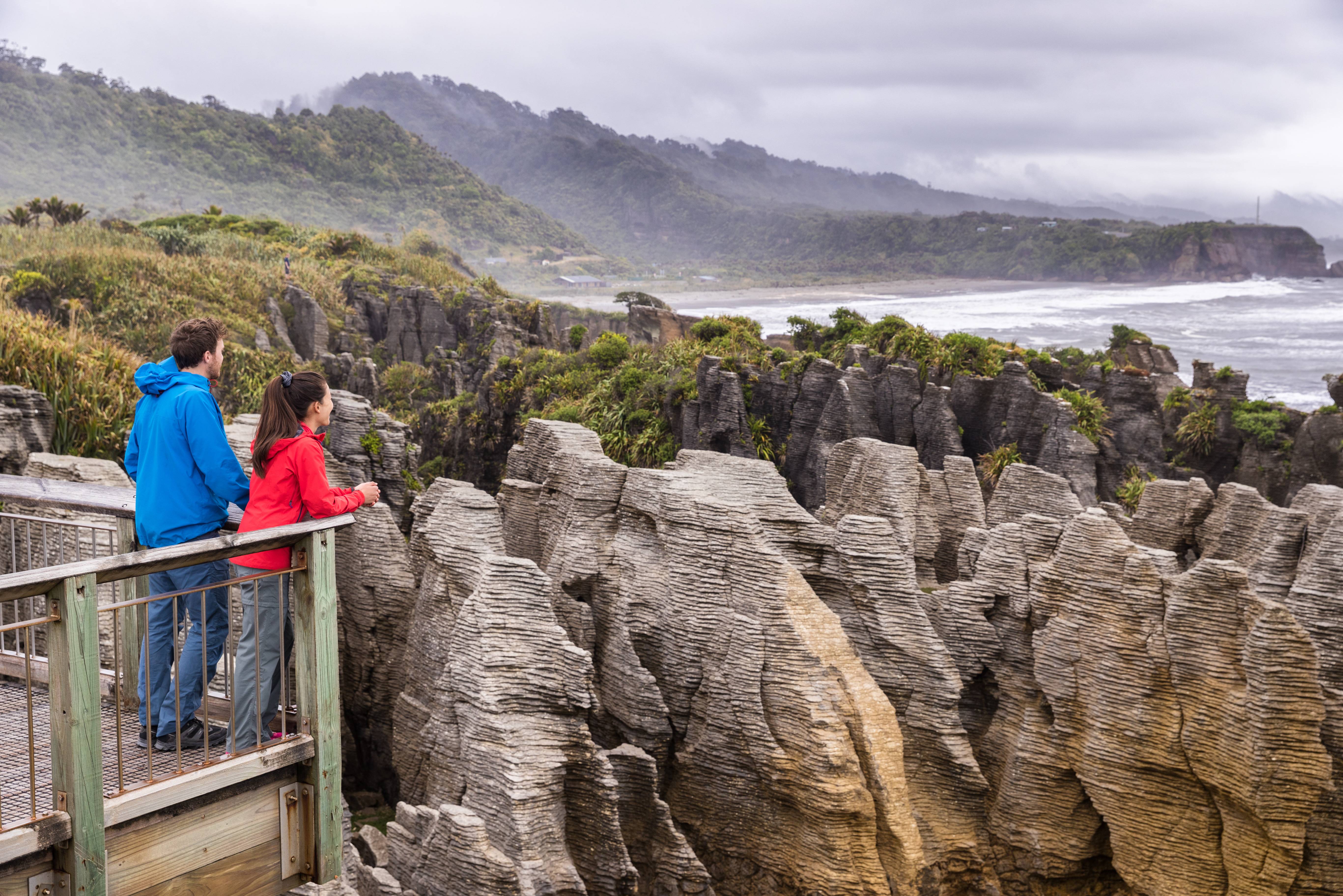 Pancake Rocks bij Punakaiki in Nieuw-Zeeland
