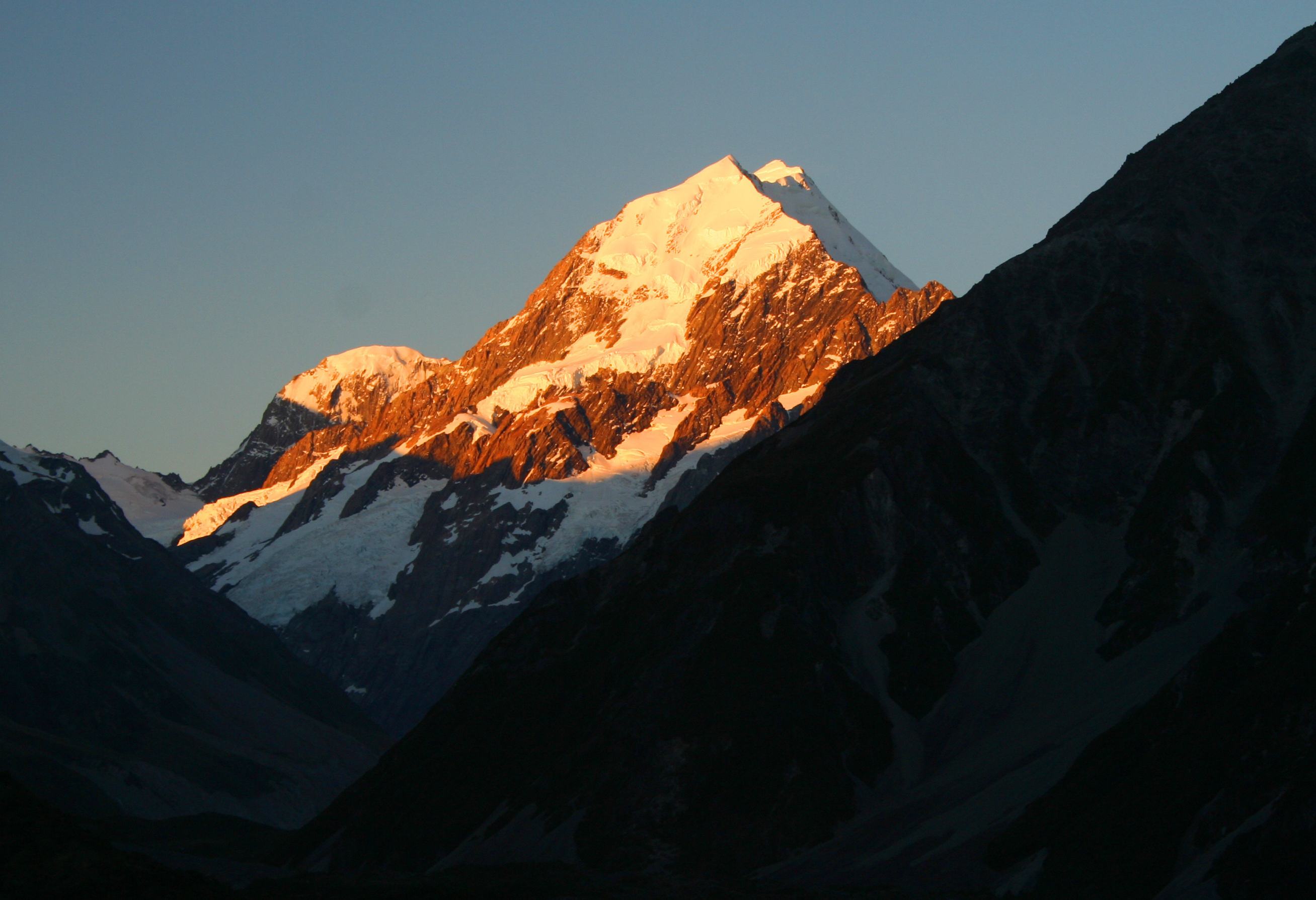 Mount Cook bij zonsondergang in Nieuw-Zeeland