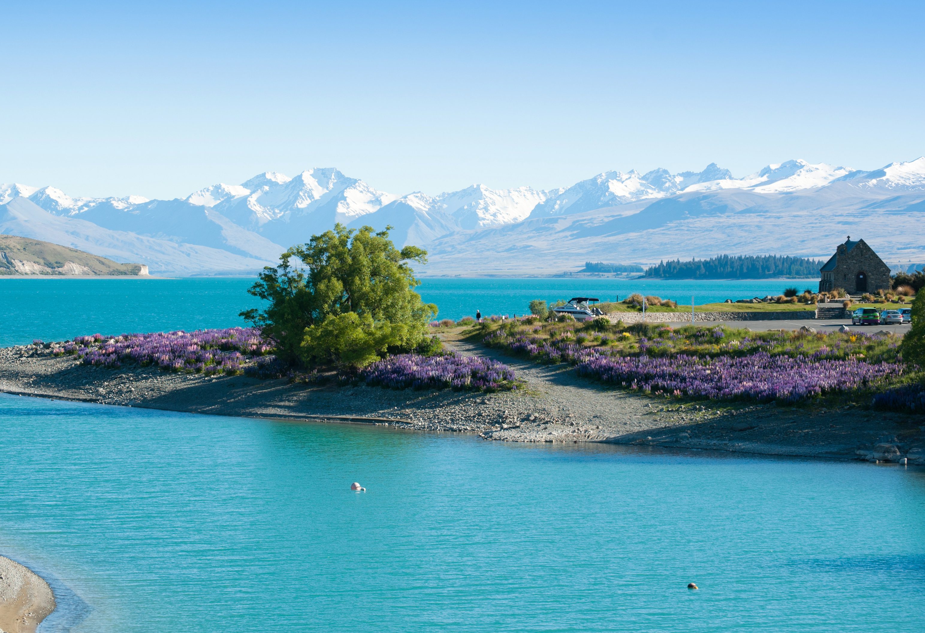 Lake Tekapo op het Zuidereiland in Nieuw-Zeeland