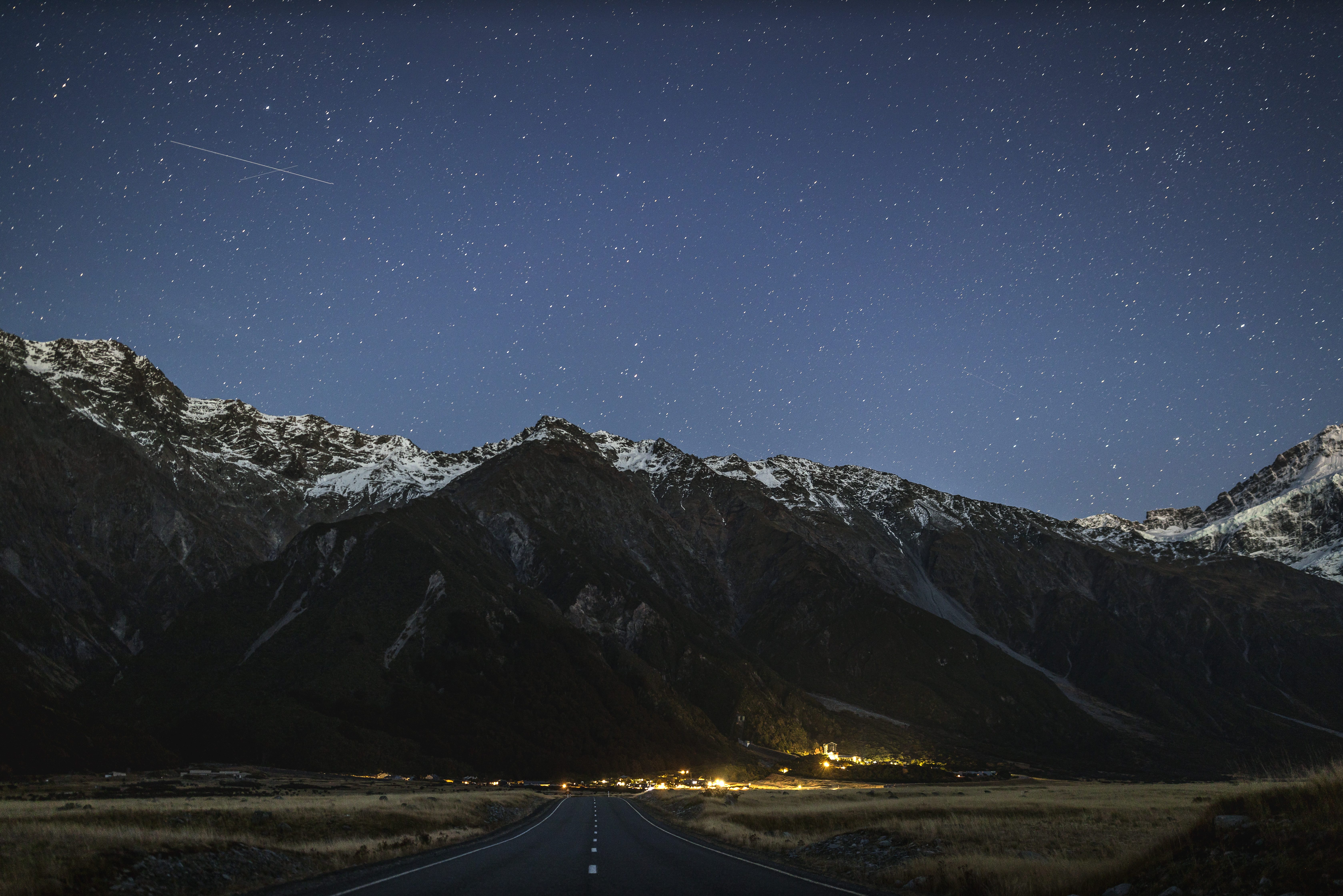 Aoraki Mount Cook National Park in de avond in Nieuw-Zeeland