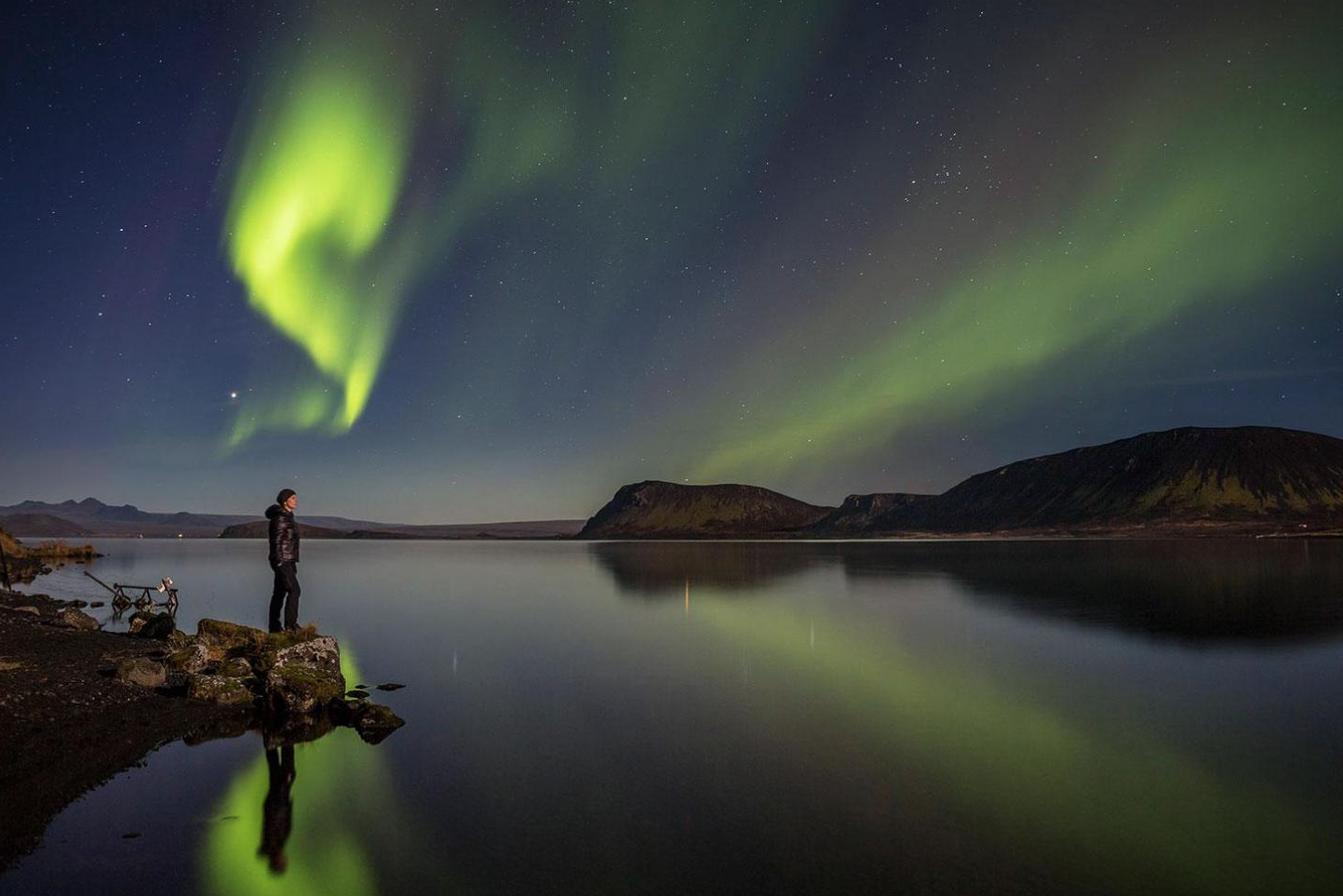 Secret Lagoon en Noordenlicht in IJsland