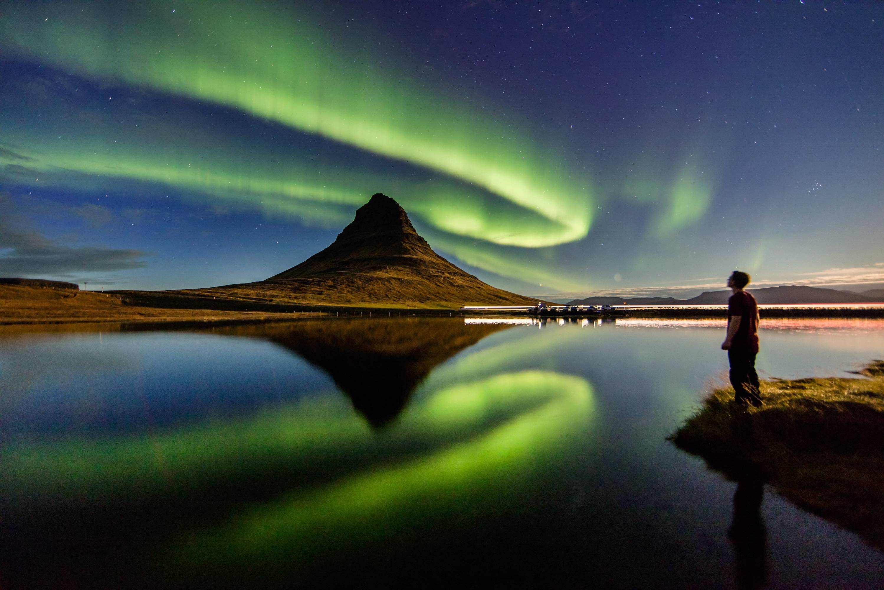 Noorderlicht bij Kirkjufell in IJsland