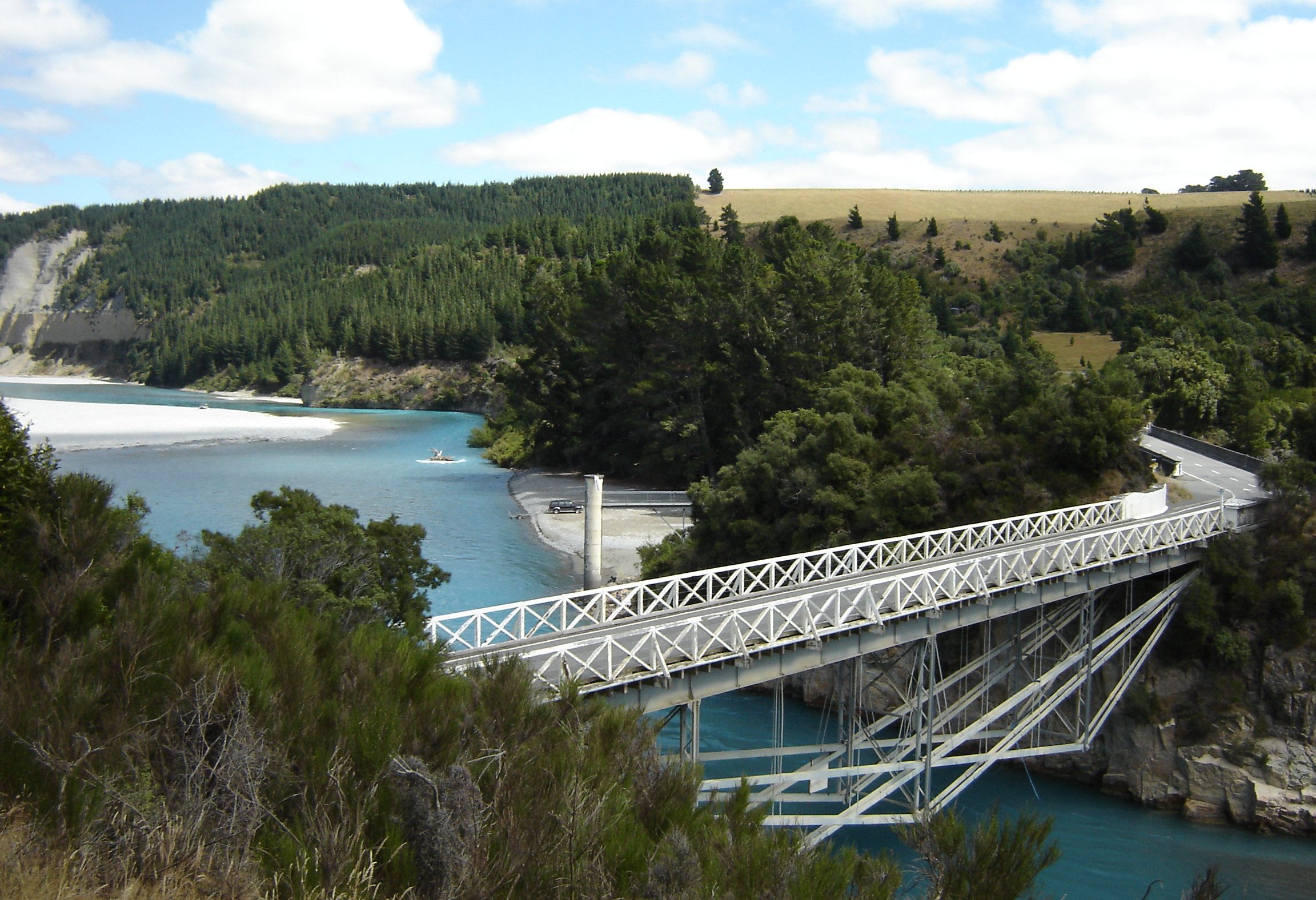 Brug over Rakaia Gorge in Nieuw-Zeeland